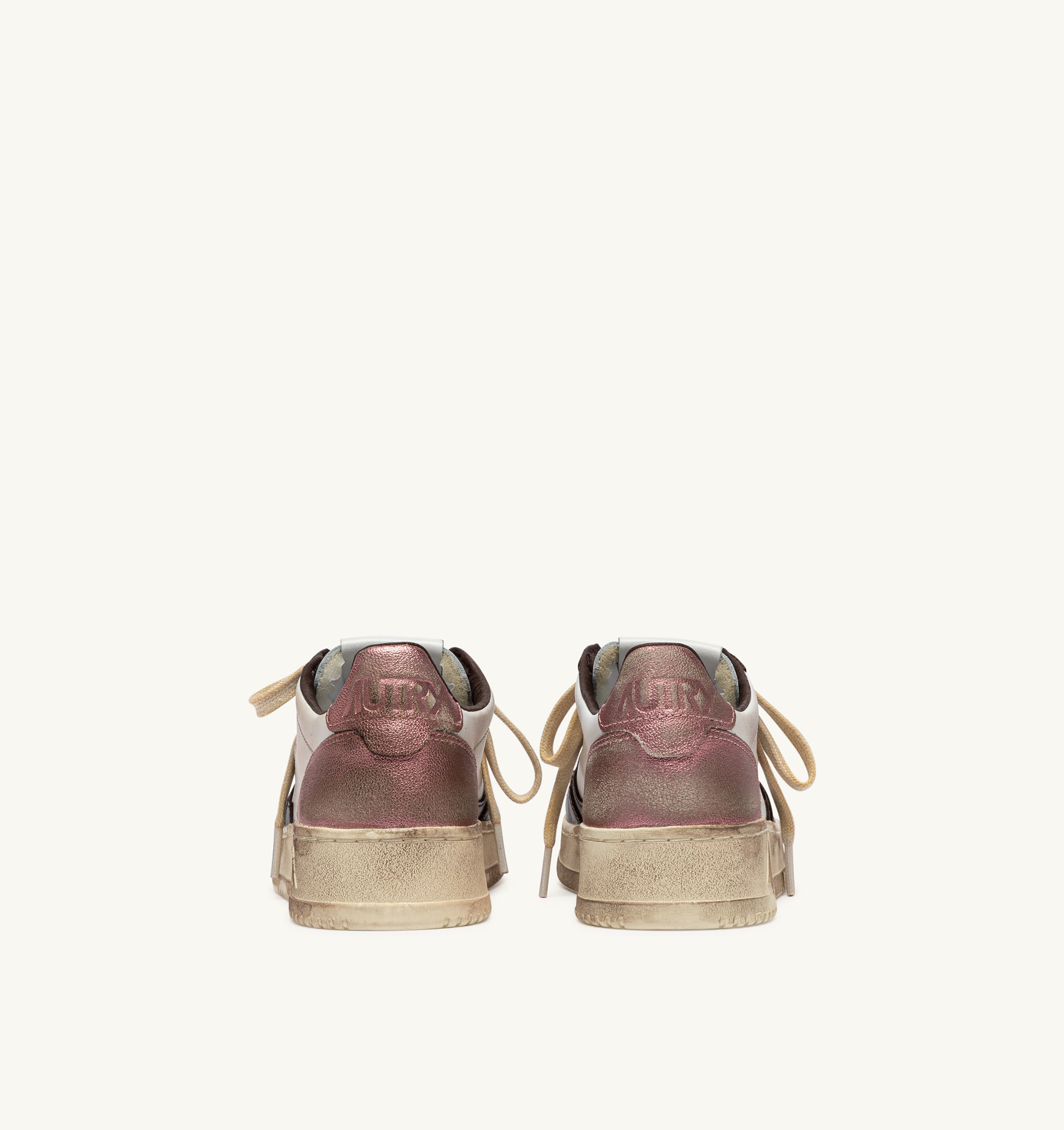 SNEAKERS MEDALIST LOW SUPER VINTAGE IN PELLE BIANCA PEONY E HOT FUDGE