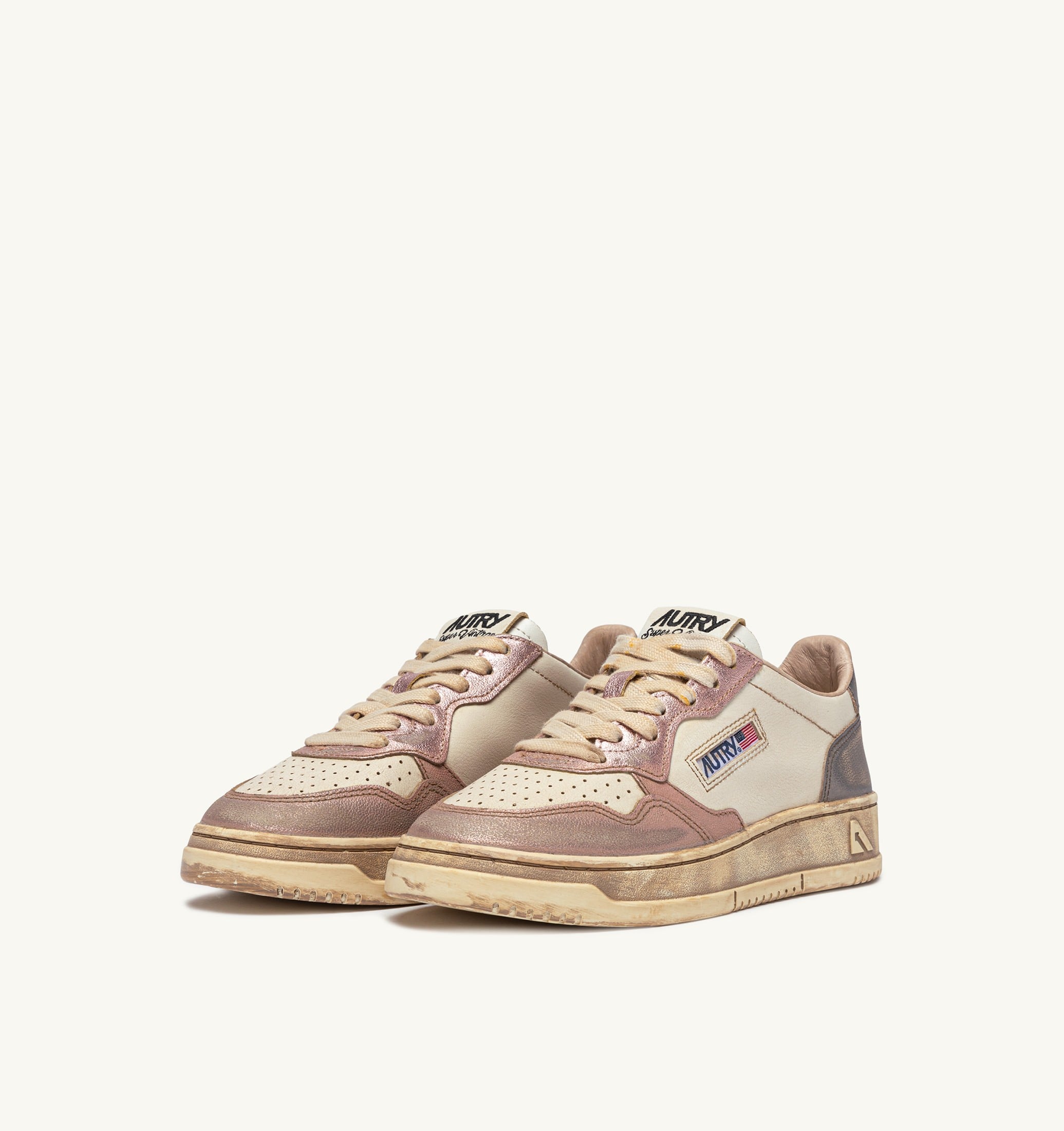 SNEAKERS MEDALIST LOW SUPER VINTAGE IN PELLE BIANCA ROSE E BLACKBOARD