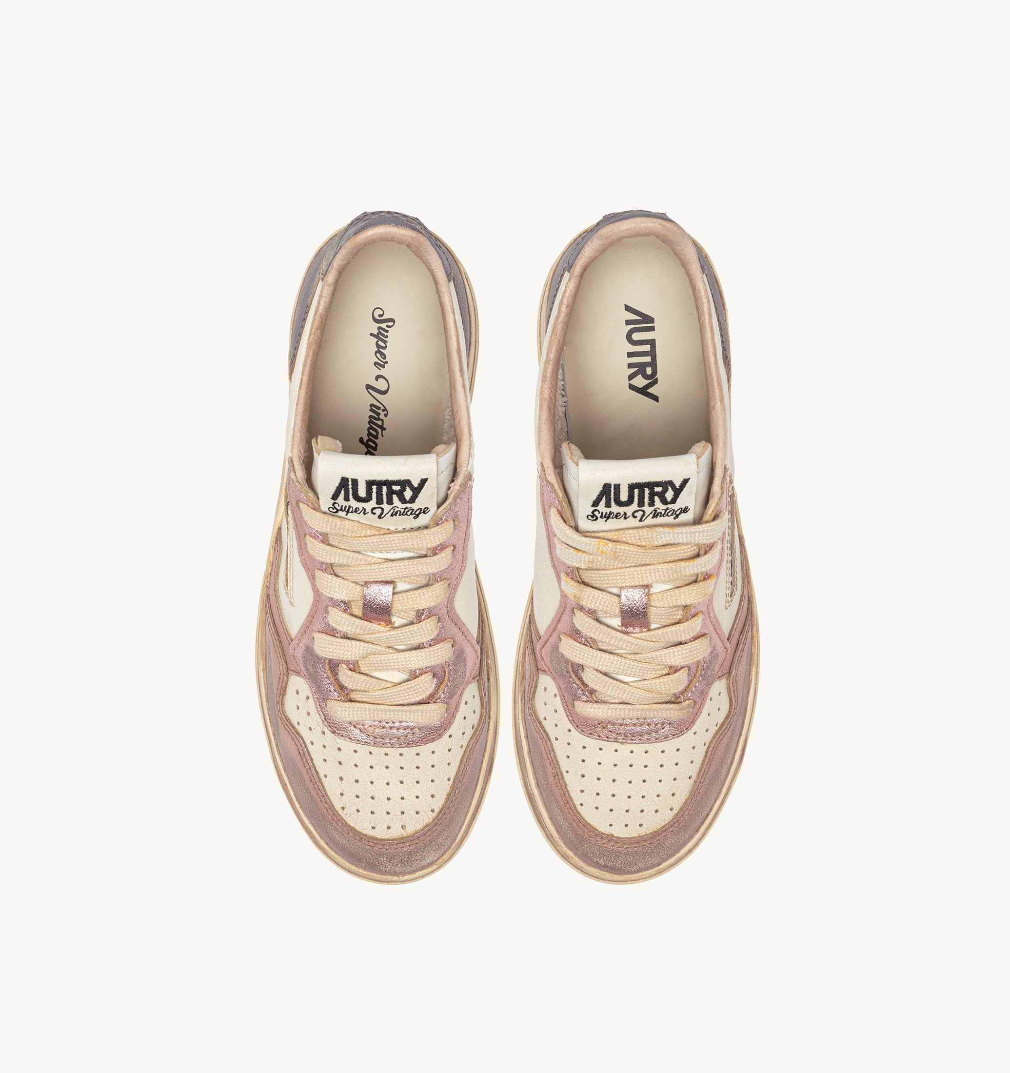 SNEAKERS MEDALIST LOW SUPER VINTAGE IN PELLE BIANCA ROSE E BLACKBOARD