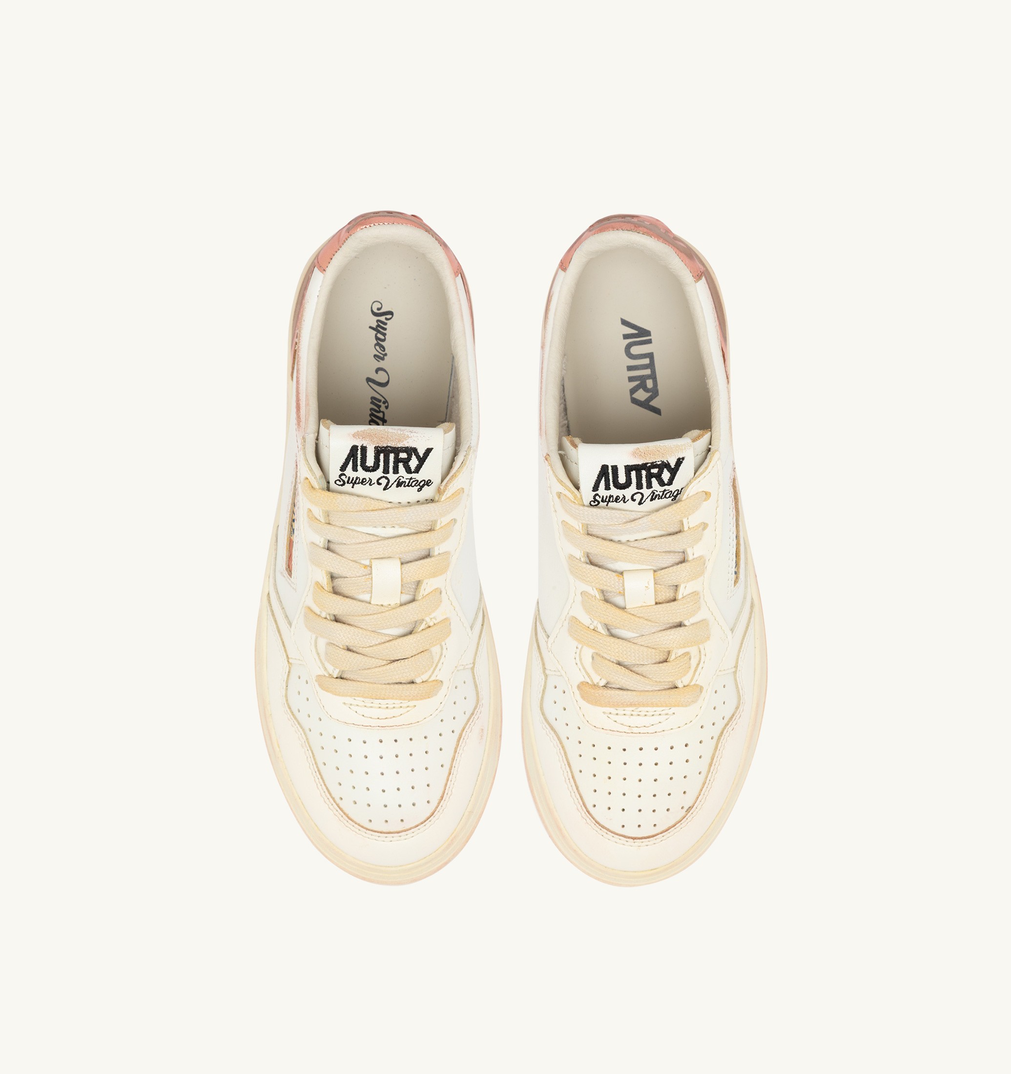 SNEAKERS MEDALIST LOW SUPER VINTAGE IN PELLE BIANCA SALMON E VANILLA