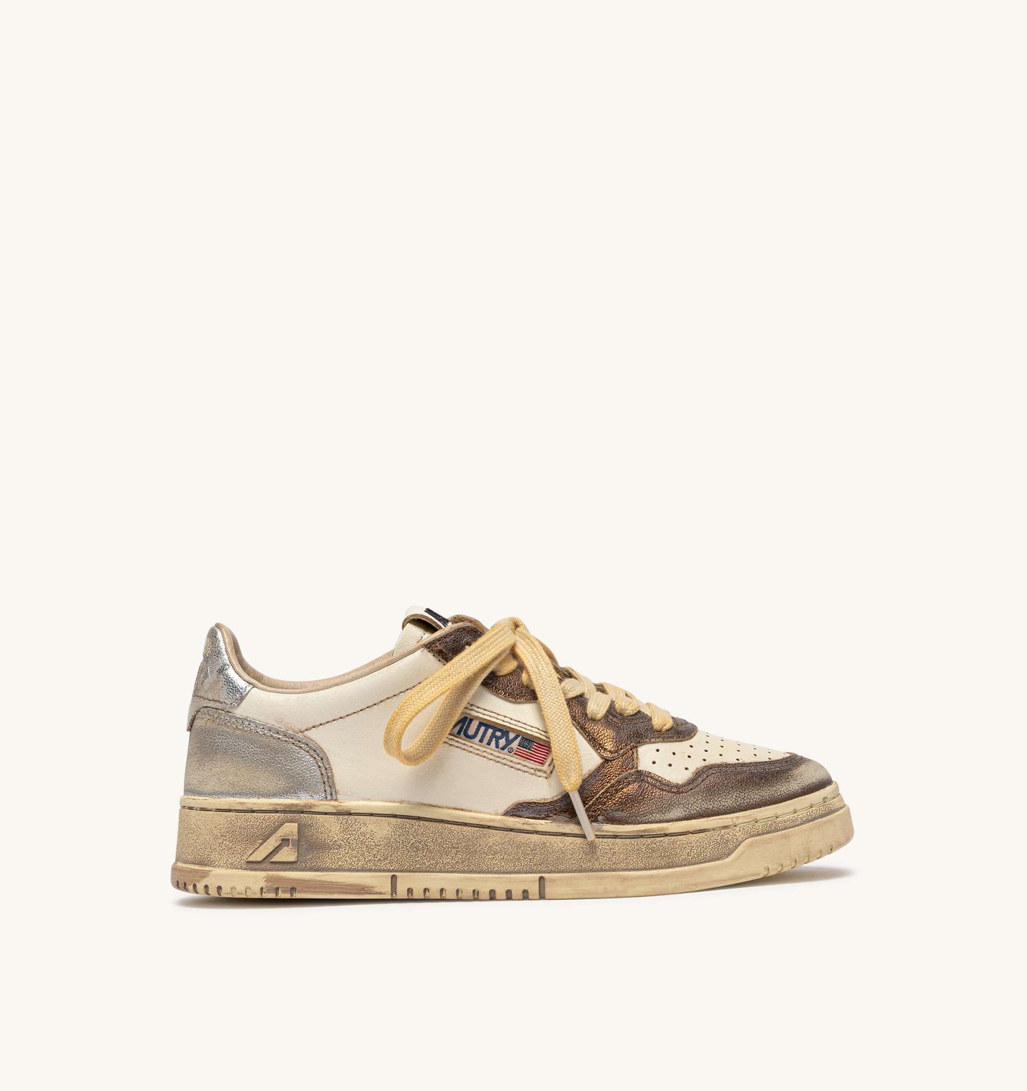 SNEAKERS MEDALIST LOW SUPER VINTAGE IN PELLE CHOCOLATE E ARGENTO