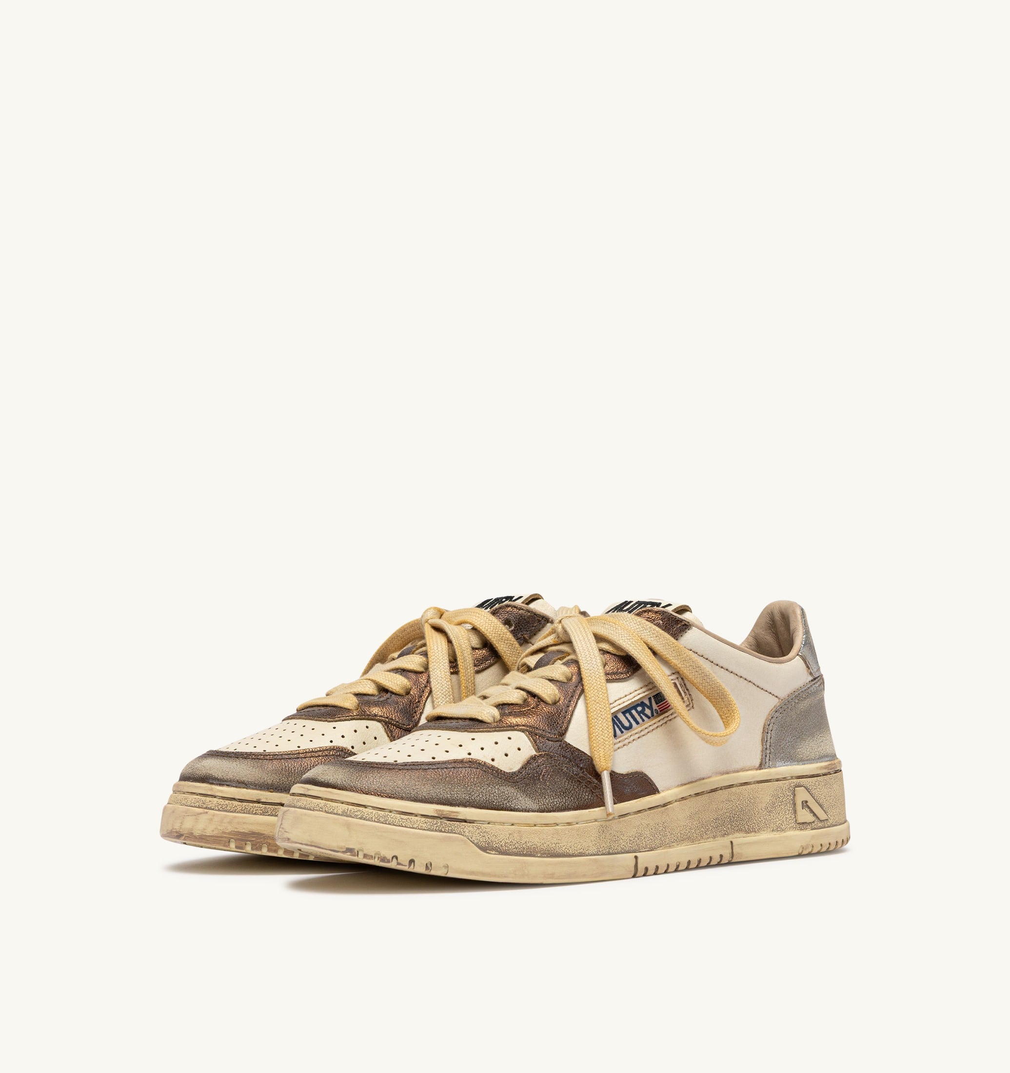 SNEAKERS MEDALIST LOW SUPER VINTAGE IN PELLE CHOCOLATE E ARGENTO