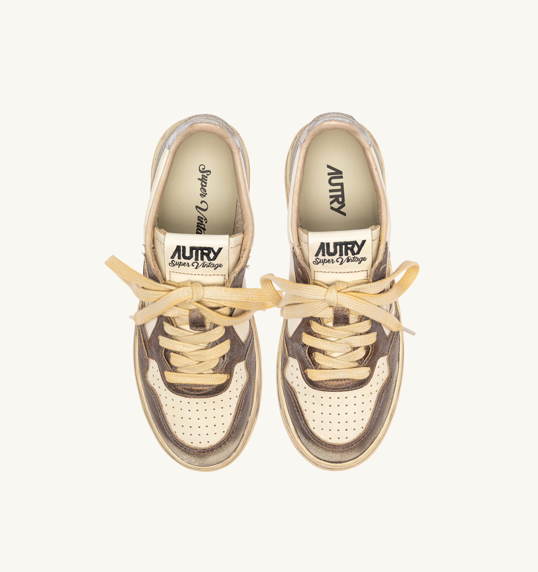SNEAKERS MEDALIST LOW SUPER VINTAGE IN PELLE CHOCOLATE E ARGENTO
