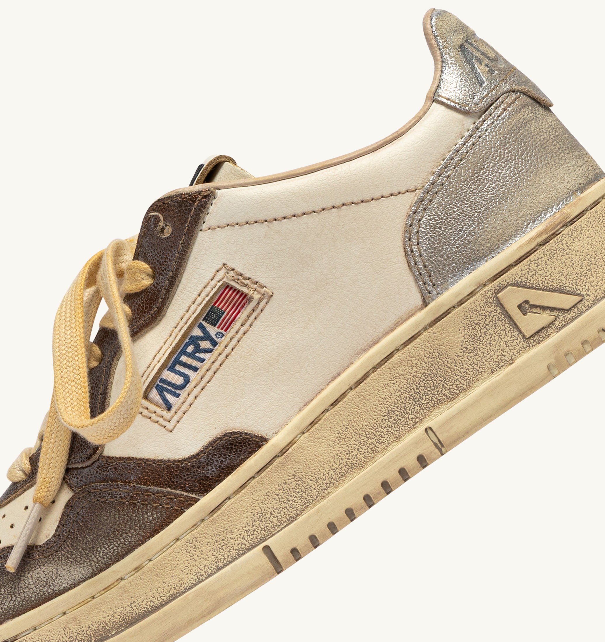 SNEAKERS MEDALIST LOW SUPER VINTAGE IN PELLE CHOCOLATE E ARGENTO