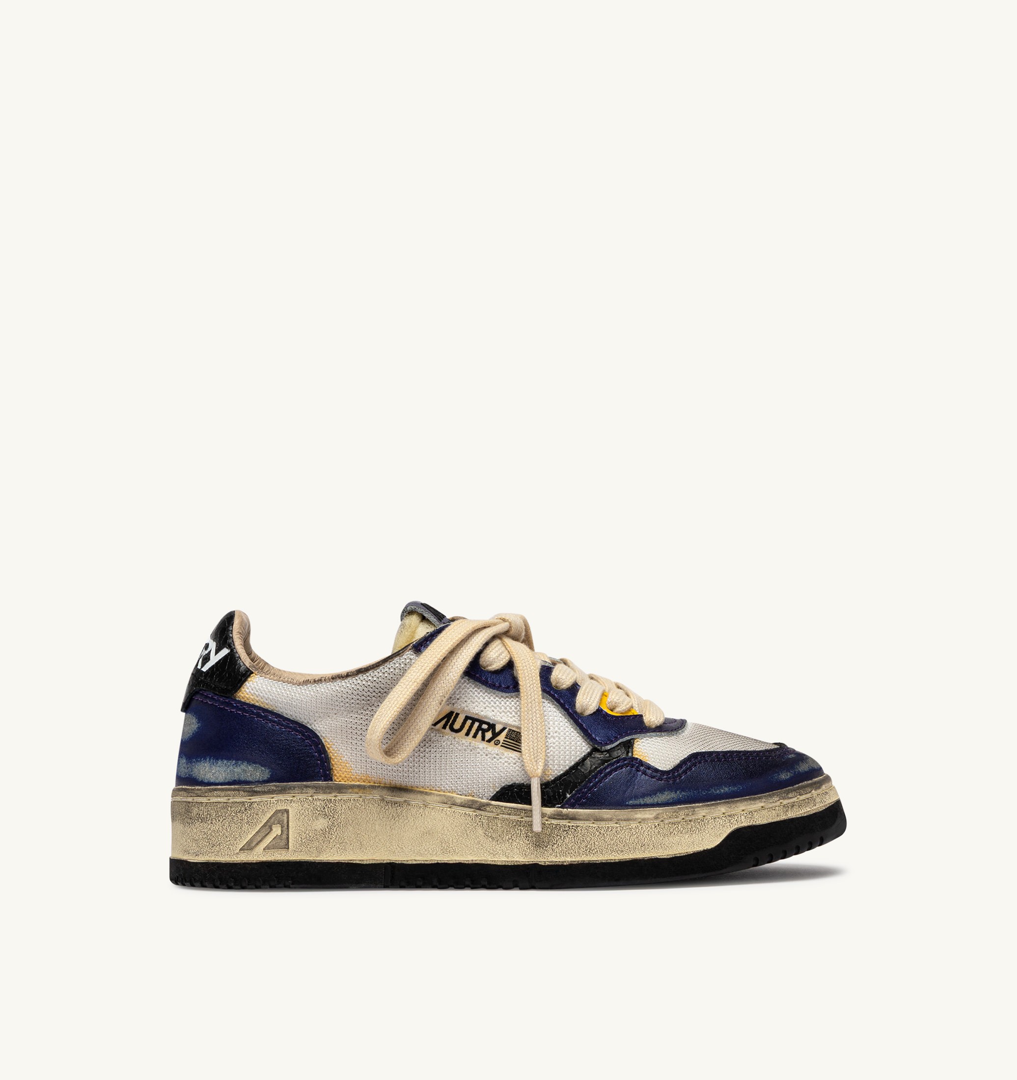 SNEAKERS MEDALIST LOW SUPER VINTAGE IN PELLE E DRAGON MESH BIANCO E TANZANITE