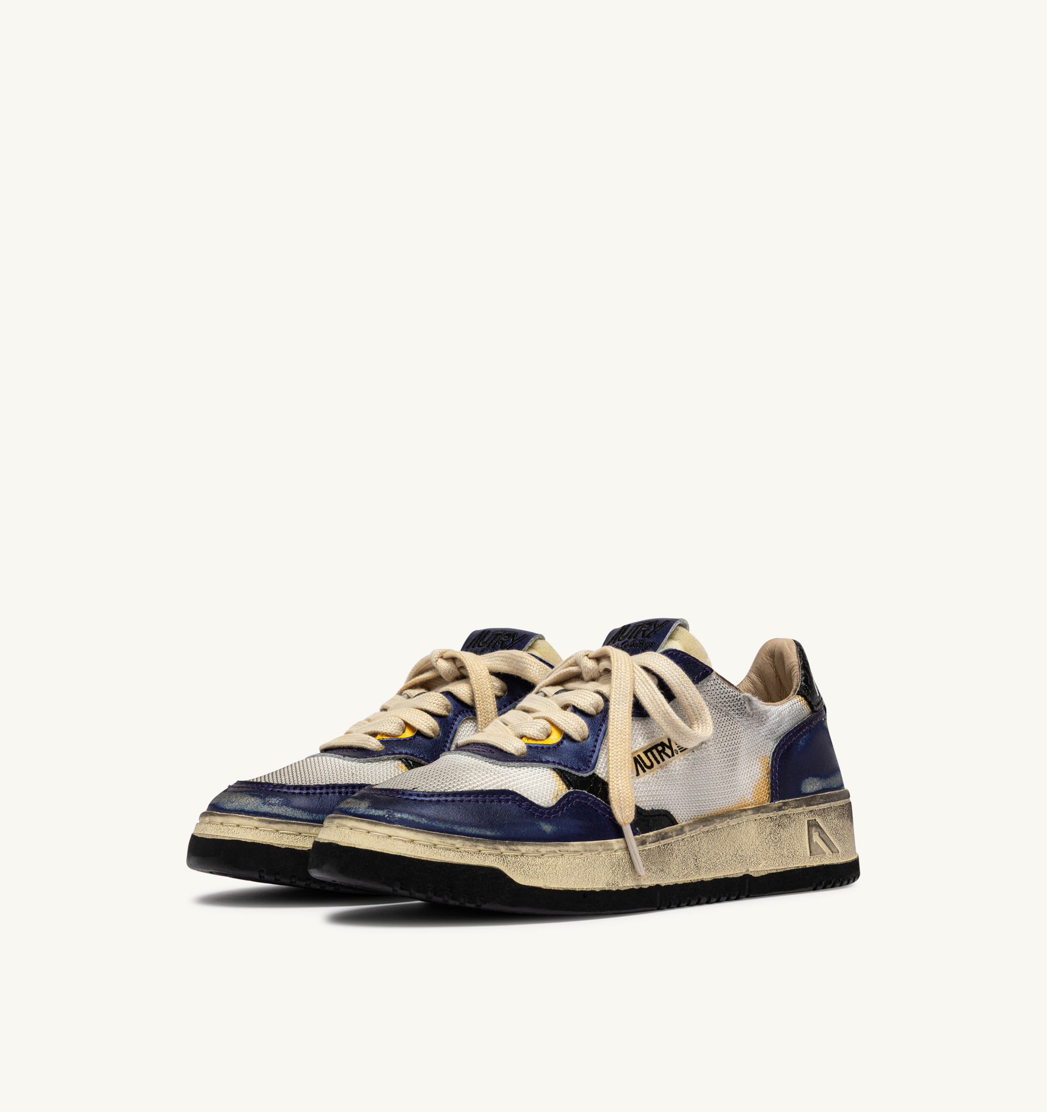 SNEAKERS MEDALIST LOW SUPER VINTAGE IN PELLE E DRAGON MESH BIANCO E TANZANITE