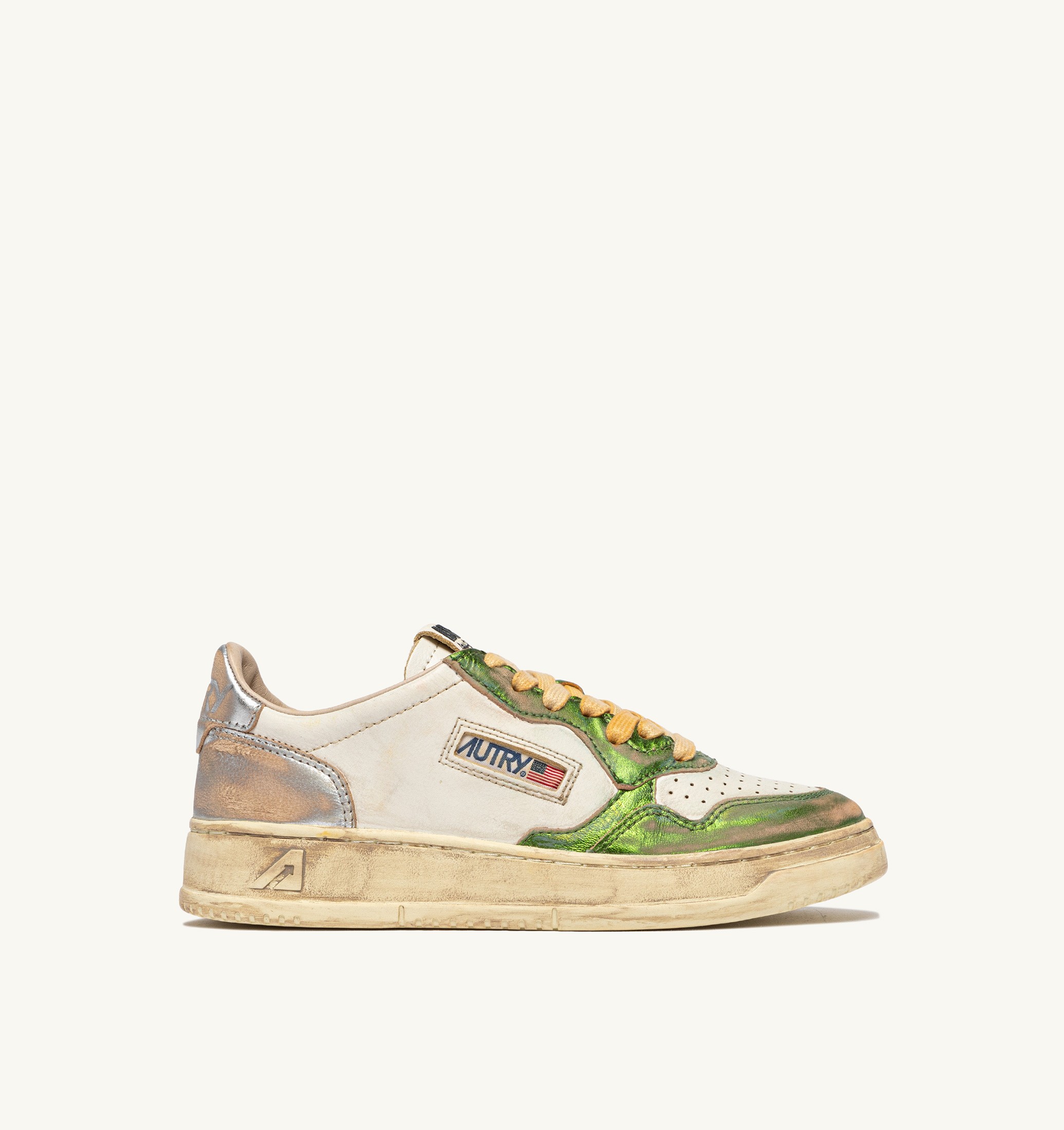 SNEAKERS MEDALIST LOW SUPER VINTAGE IN PELLE GUN E VERDE