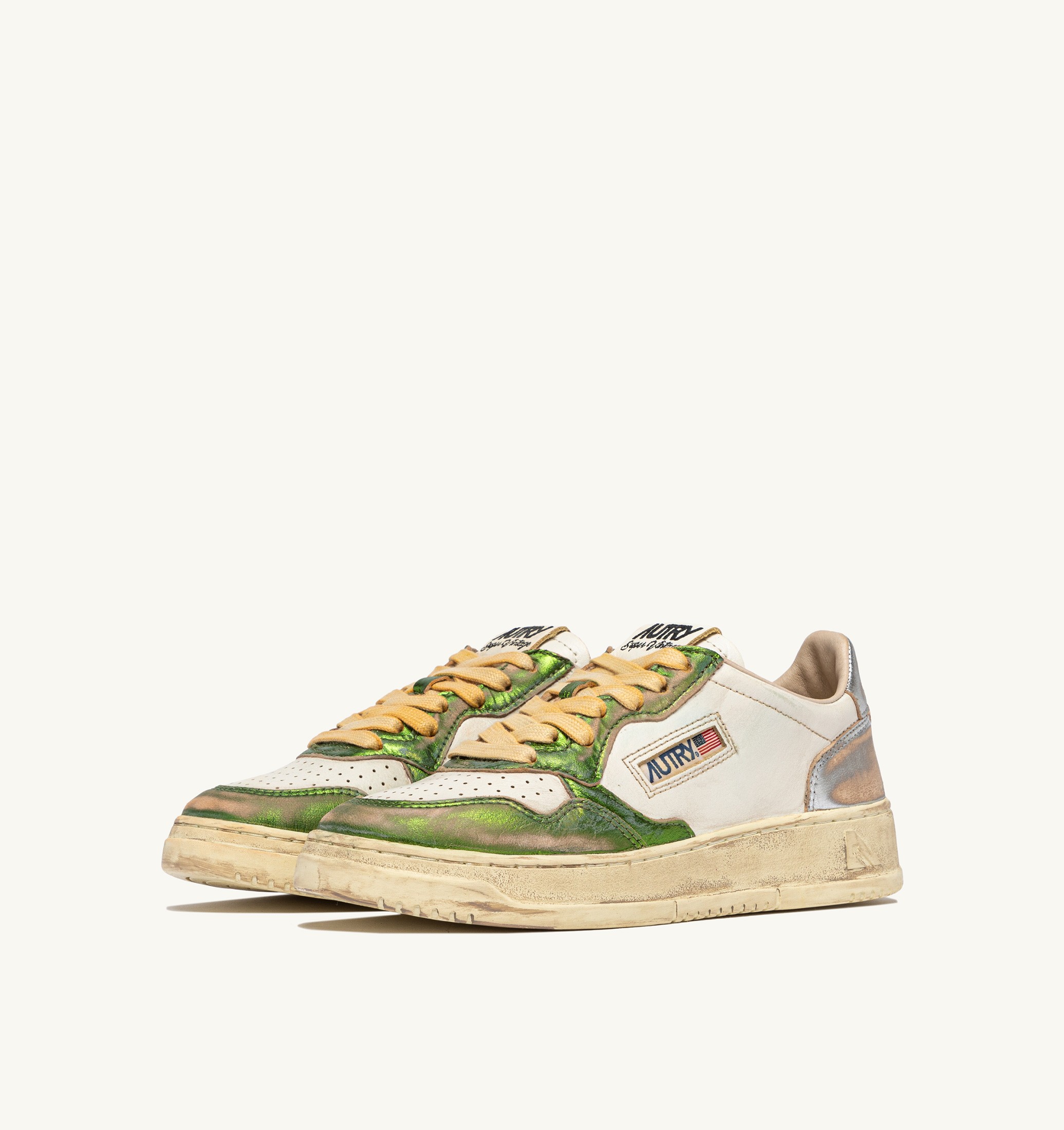 SNEAKERS MEDALIST LOW SUPER VINTAGE IN PELLE GUN E VERDE