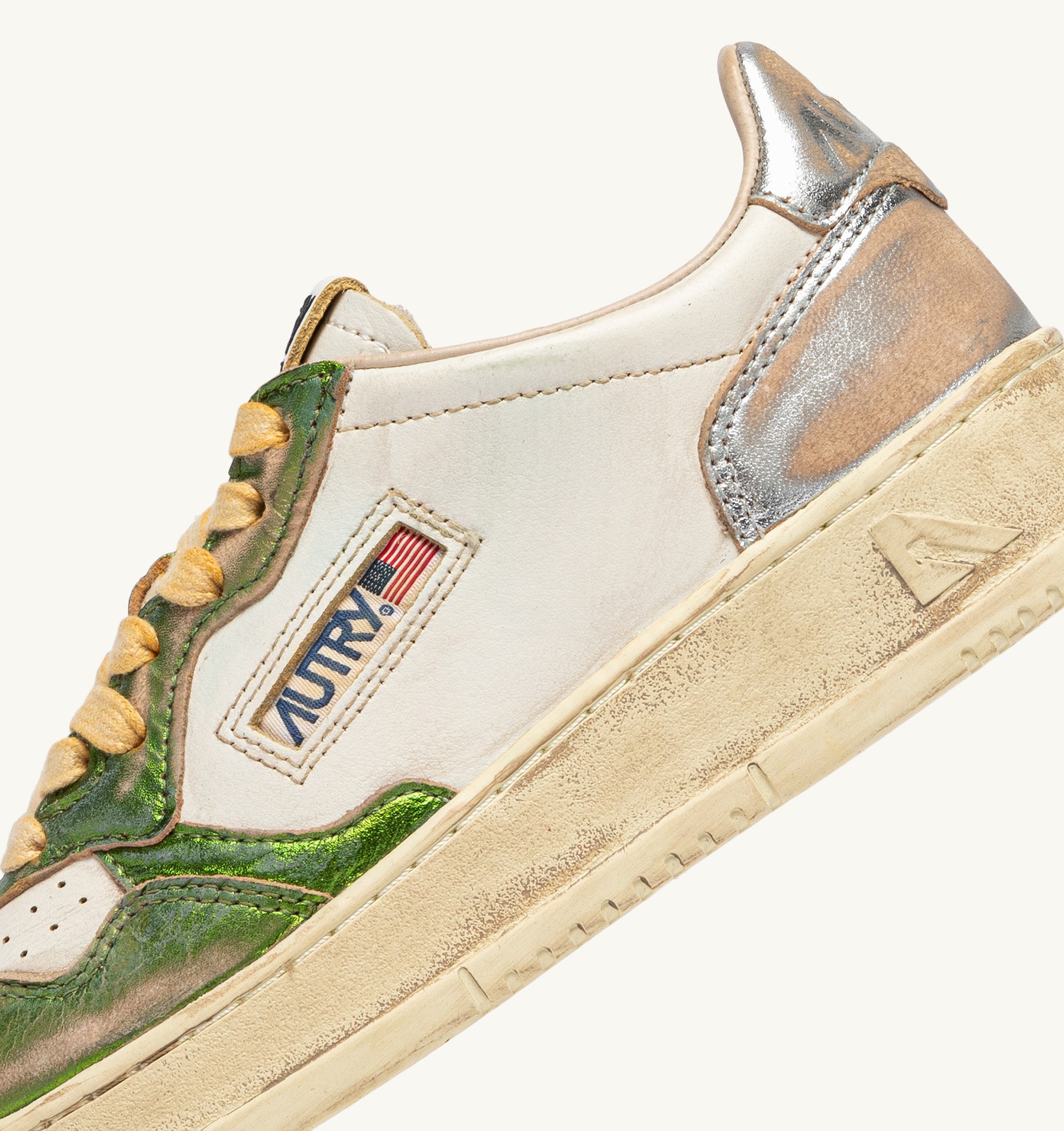 SNEAKERS MEDALIST LOW SUPER VINTAGE IN PELLE GUN E VERDE