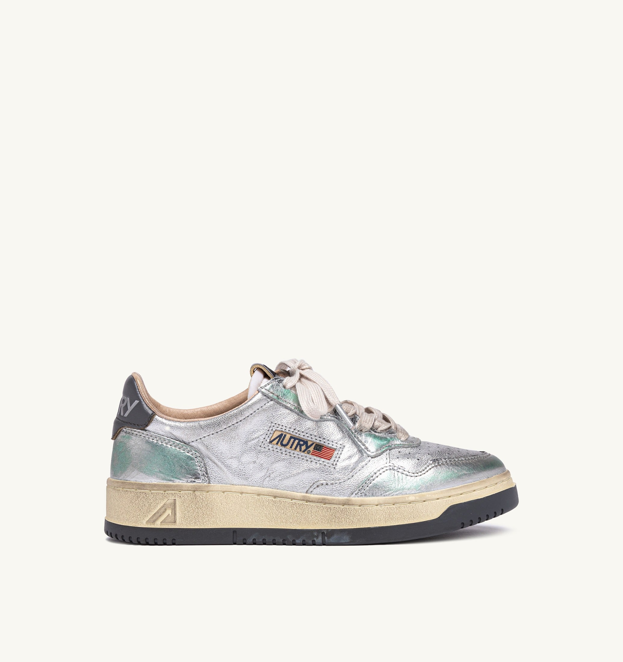 SNEAKERS MEDALIST LOW SUPER VINTAGE IN PELLE METALLIZZATA ARGENTO