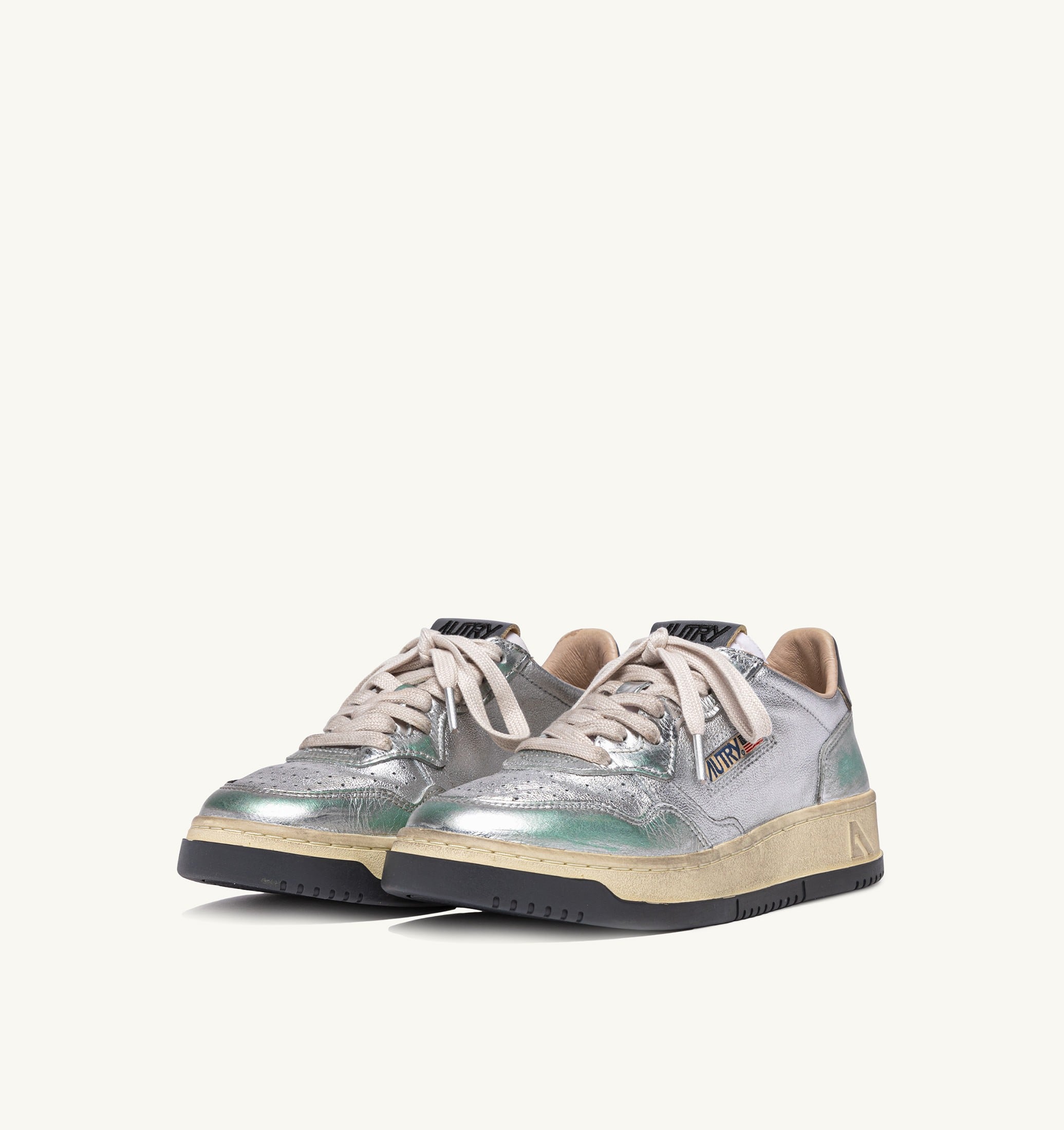 SNEAKERS MEDALIST LOW SUPER VINTAGE IN PELLE METALLIZZATA ARGENTO