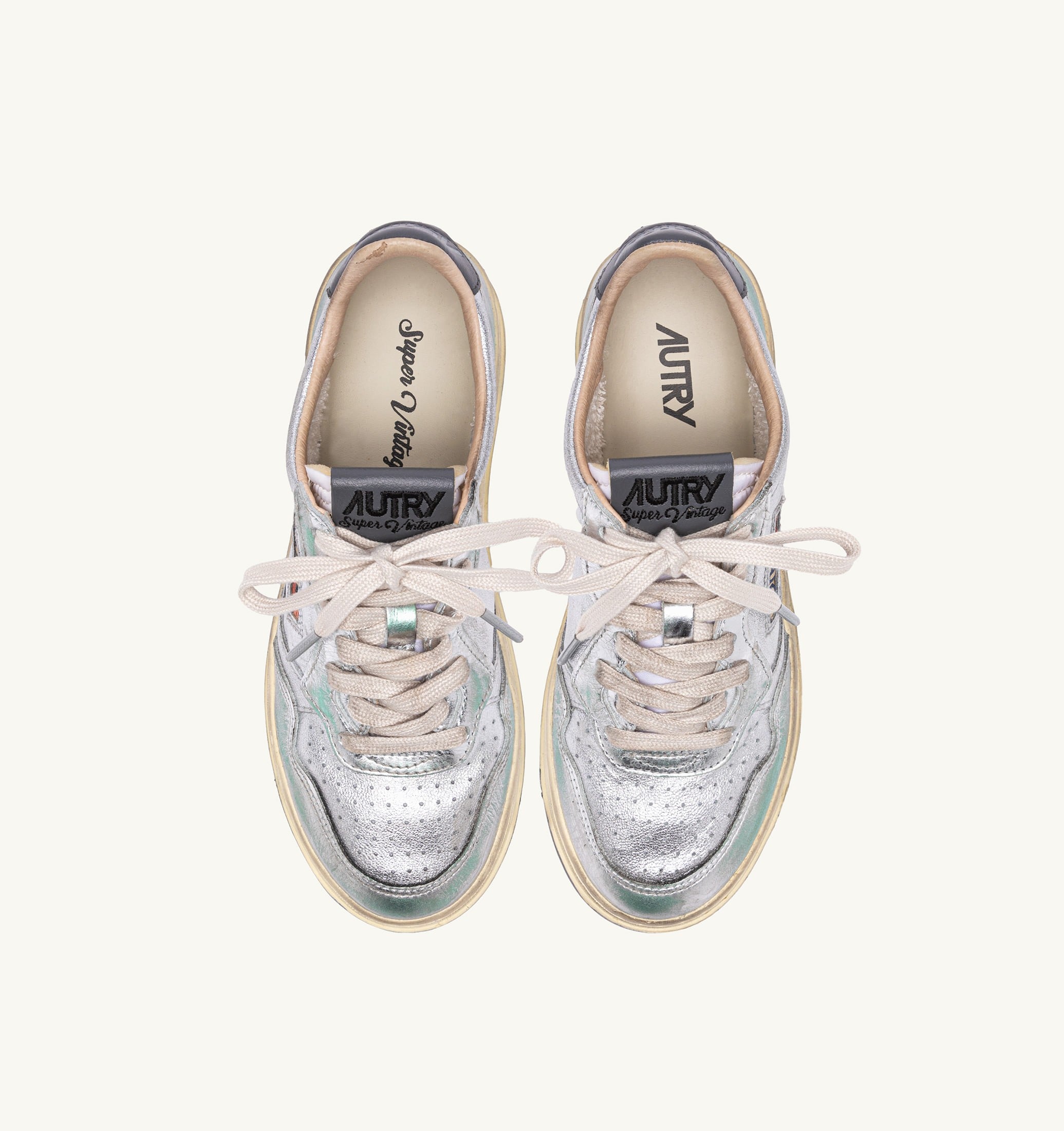 SNEAKERS MEDALIST LOW SUPER VINTAGE IN PELLE METALLIZZATA ARGENTO