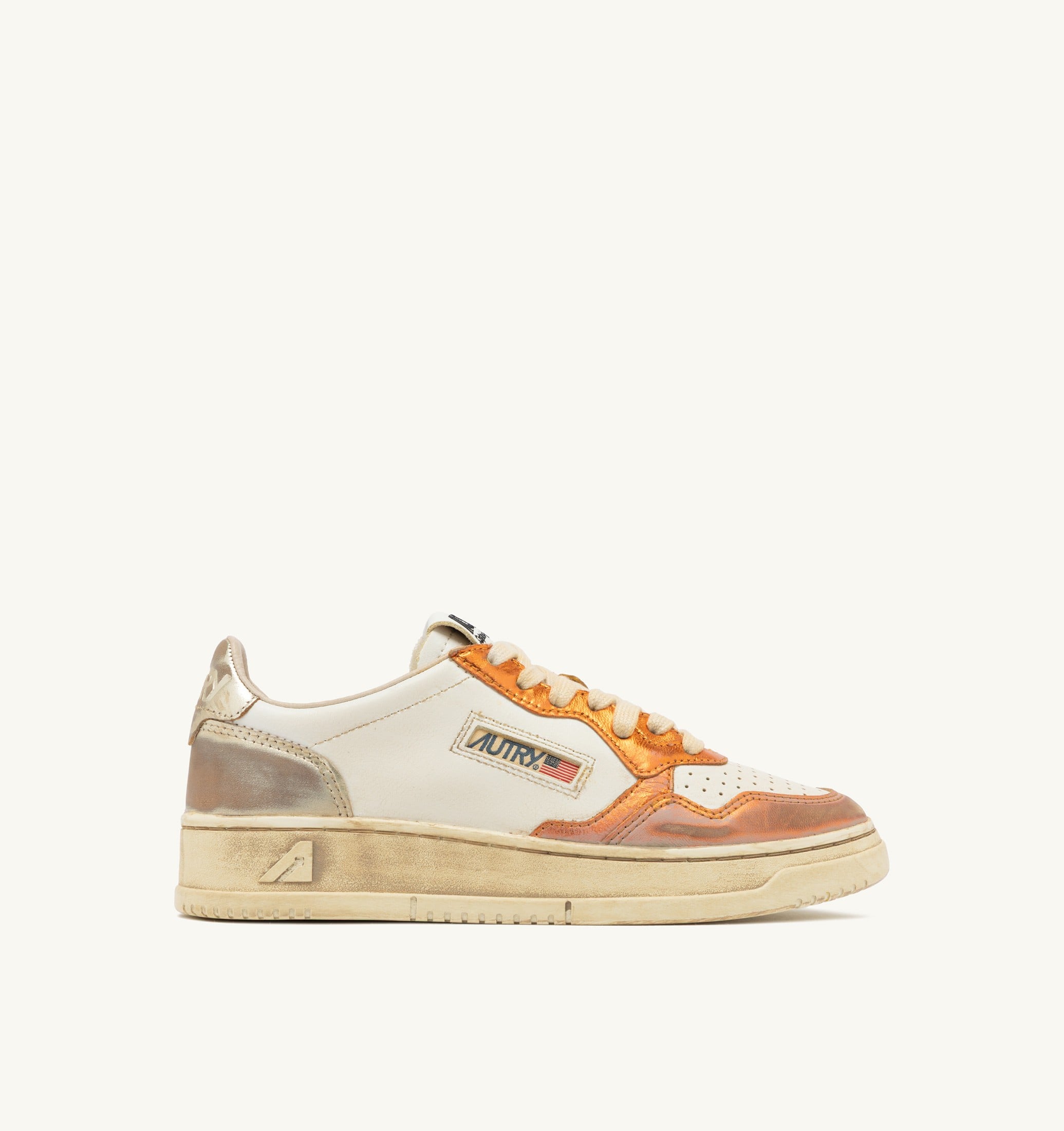 SNEAKERS MEDALIST LOW SUPER VINTAGE IN PELLE PLATINO E ARANCIONE