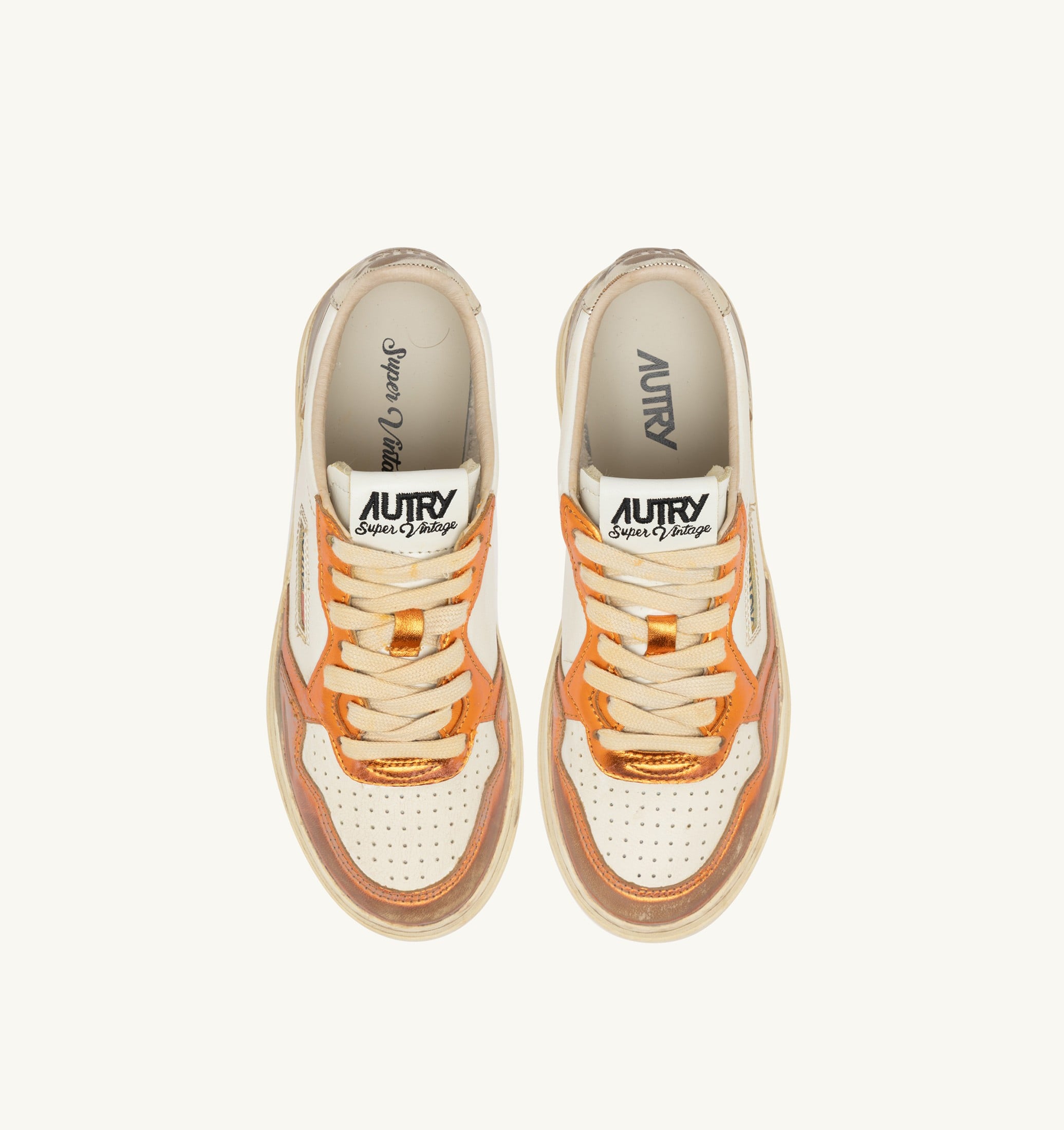 SNEAKERS MEDALIST LOW SUPER VINTAGE IN PELLE PLATINO E ARANCIONE