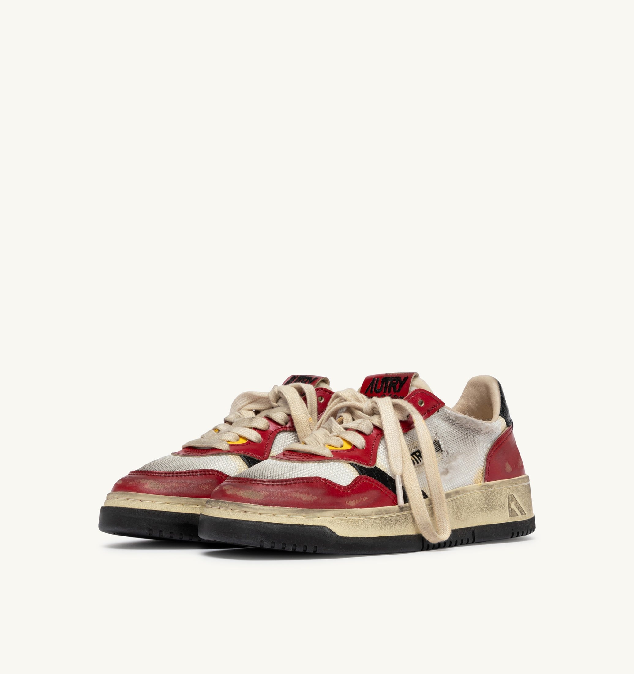 SNEAKERS MEDALIST LOW SUPER VINTAGE IN PELLE ROSSA E MESH BIANCO