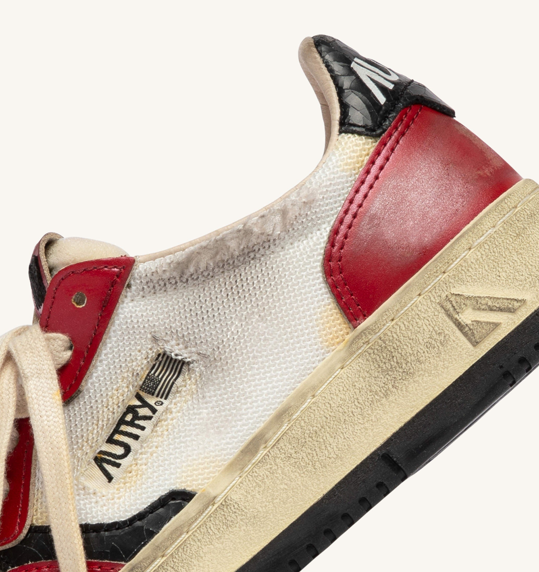 SNEAKERS MEDALIST LOW SUPER VINTAGE IN PELLE ROSSA E MESH BIANCO
