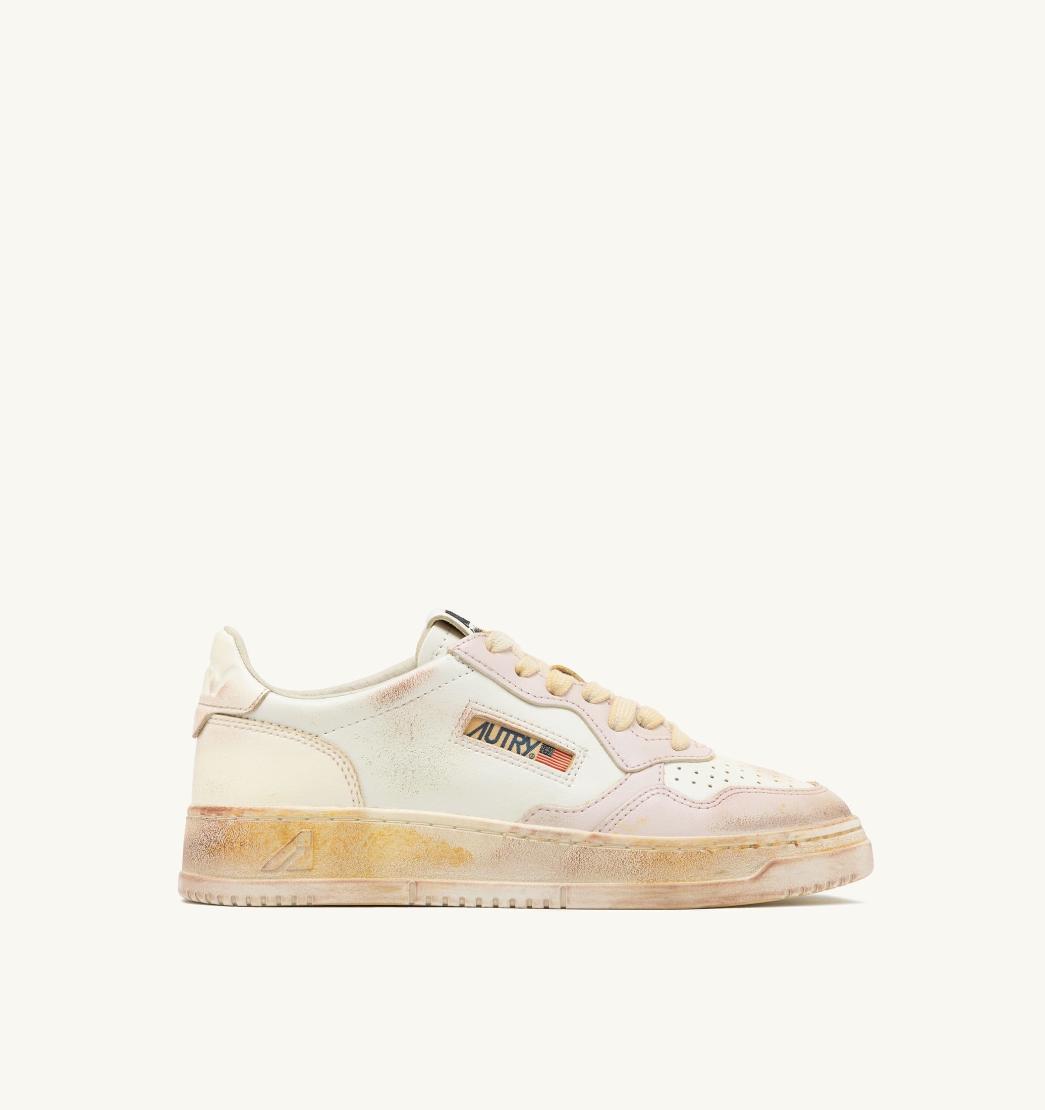 SNEAKERS MEDALIST LOW SUPER VINTAGE IN PELLE VANILLA BIANCA E MAUVE