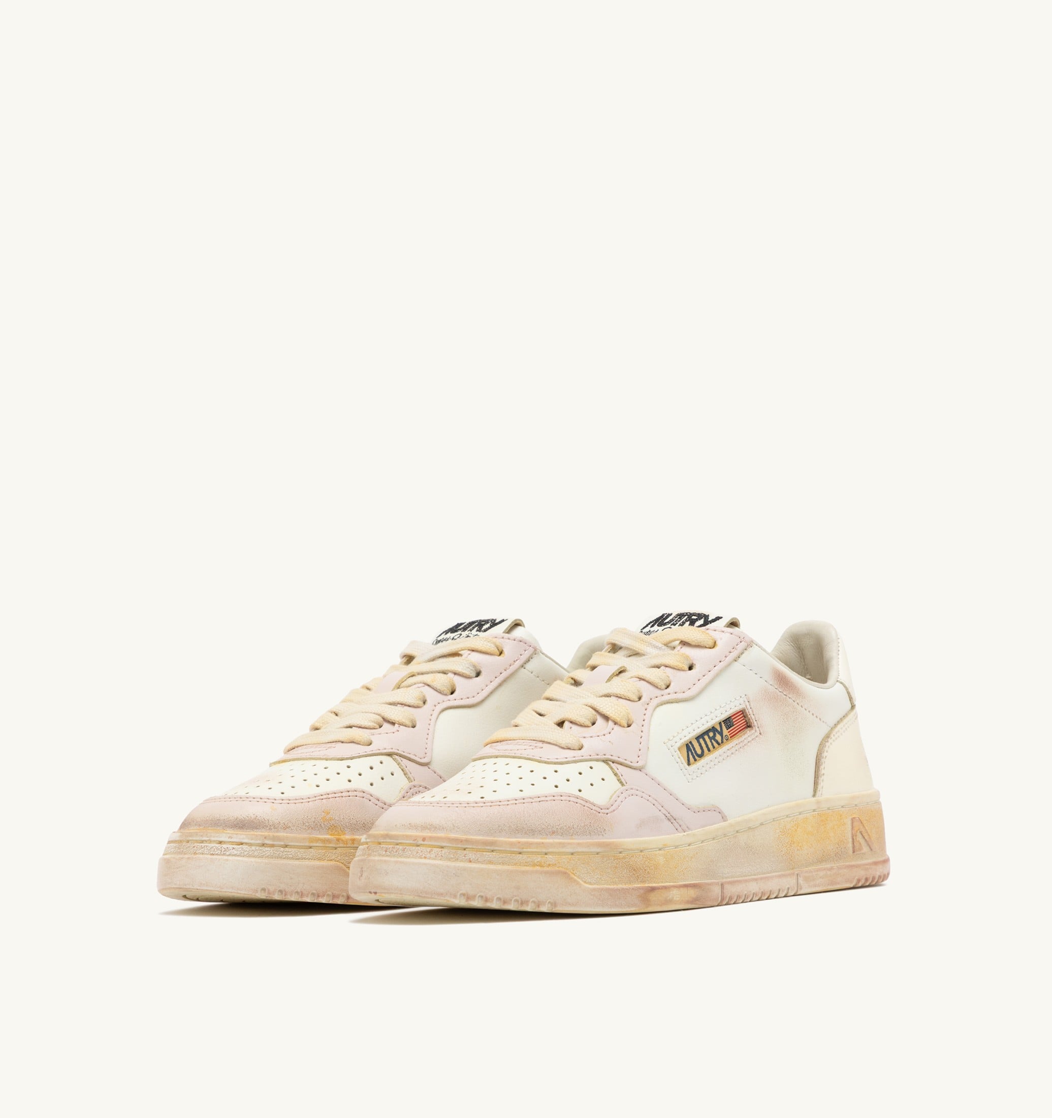 SNEAKERS MEDALIST LOW SUPER VINTAGE IN PELLE VANILLA BIANCA E MAUVE