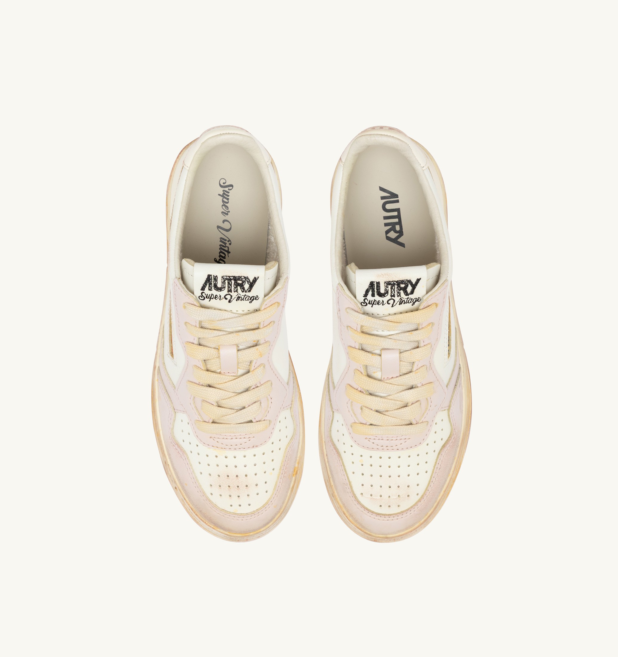 SNEAKERS MEDALIST LOW SUPER VINTAGE IN PELLE VANILLA BIANCA E MAUVE