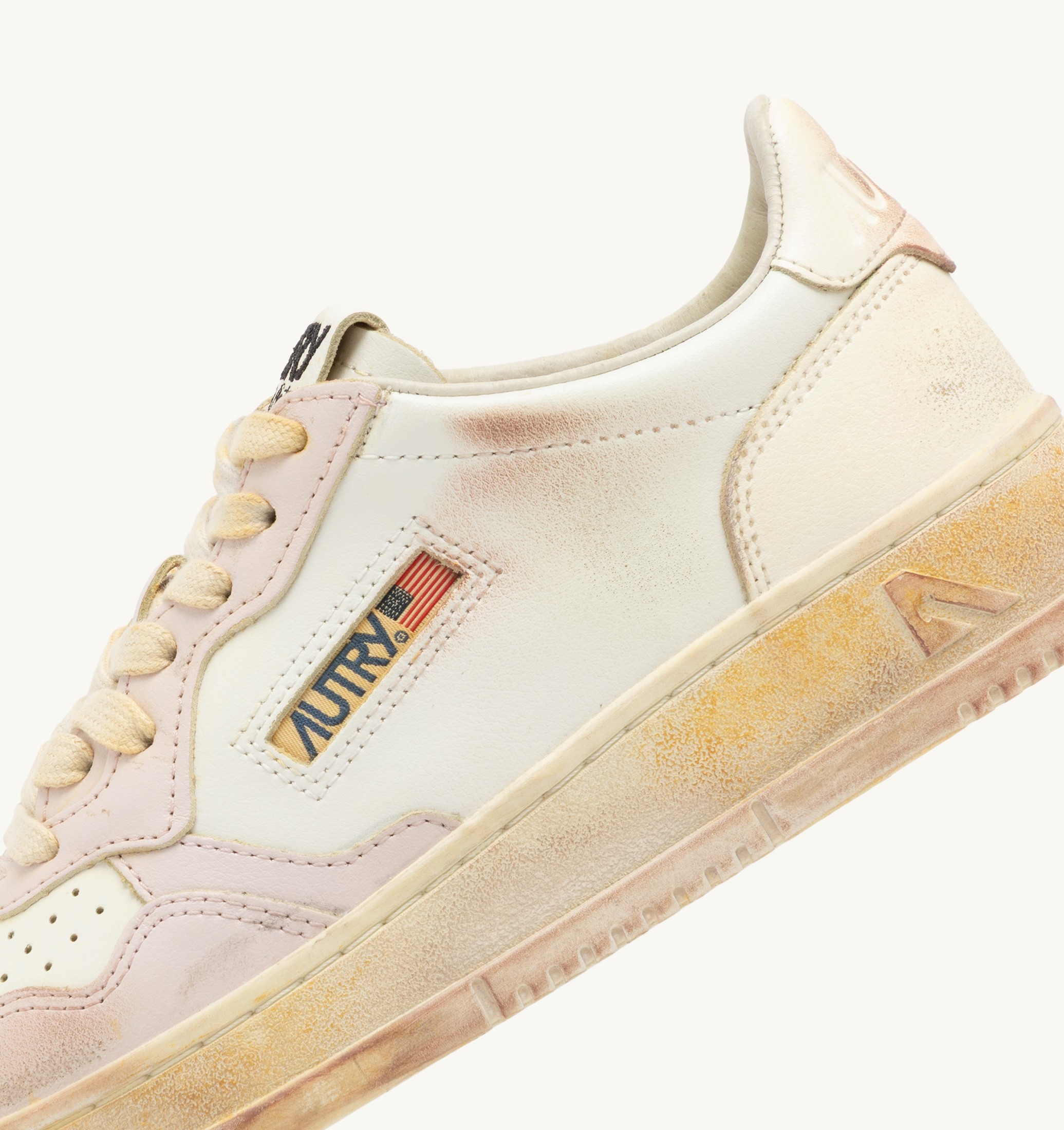 SNEAKERS MEDALIST LOW SUPER VINTAGE IN PELLE VANILLA BIANCA E MAUVE