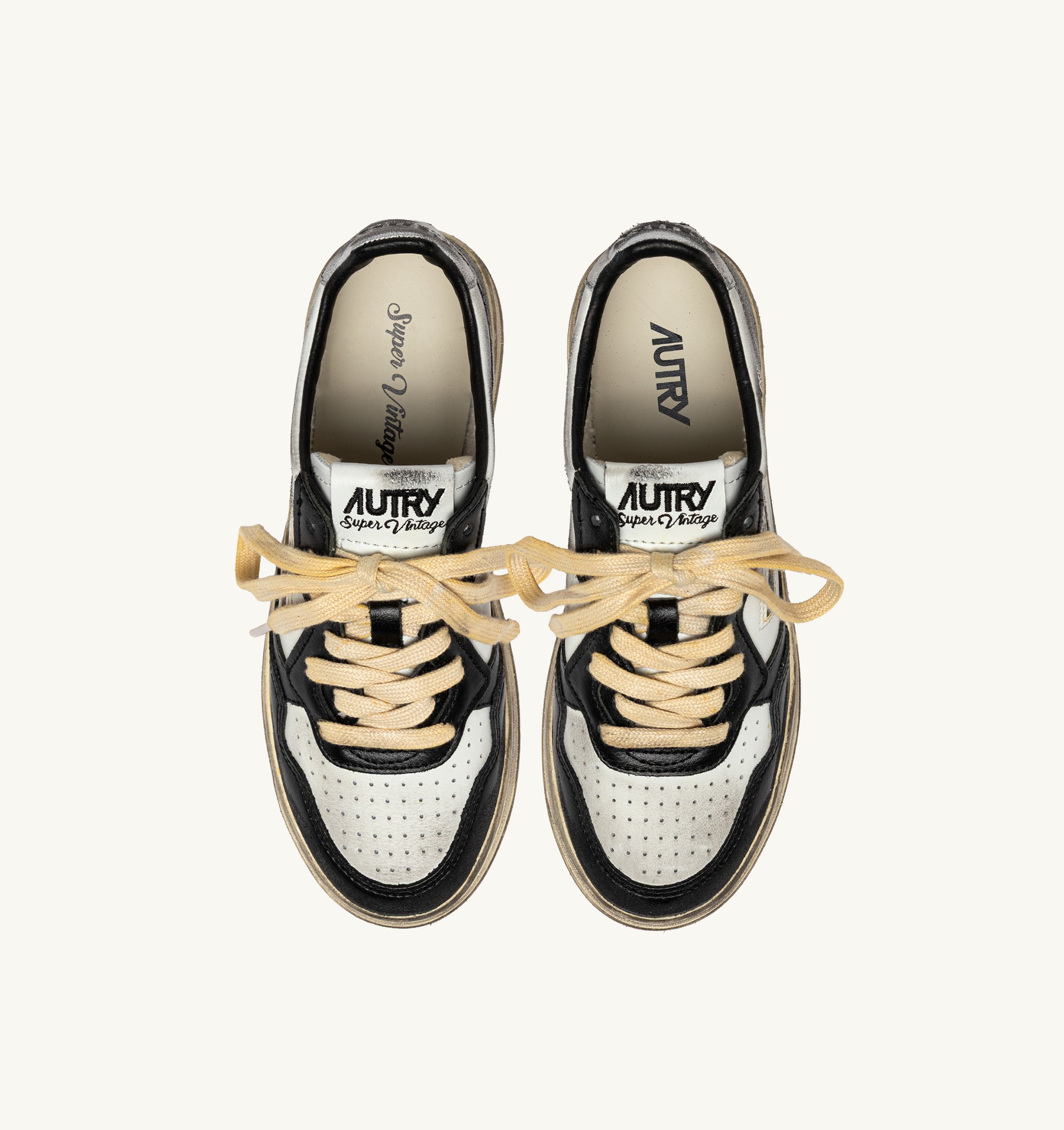 SNEAKERS MEDALIST LOW SUPER VINTAGE LOW IN PELLE BIANCA NERA E ARGENTO