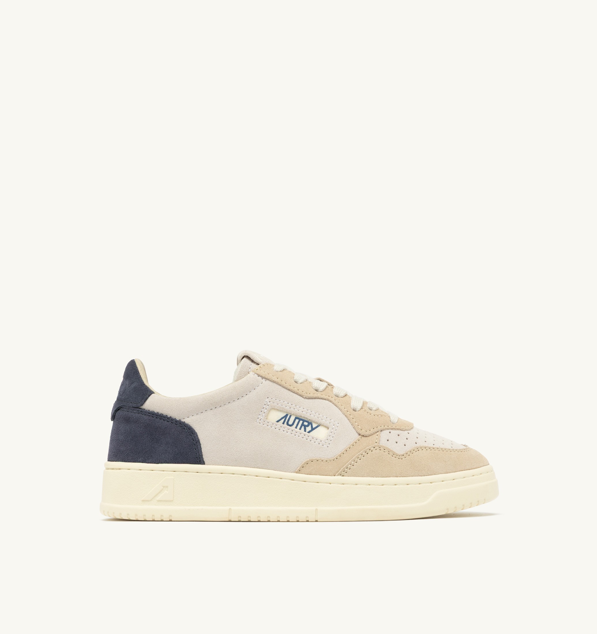 SNEAKERS MEDALIST LOW TRICOLOR IN SUEDE BIANCO SAND E BLUE SPACE