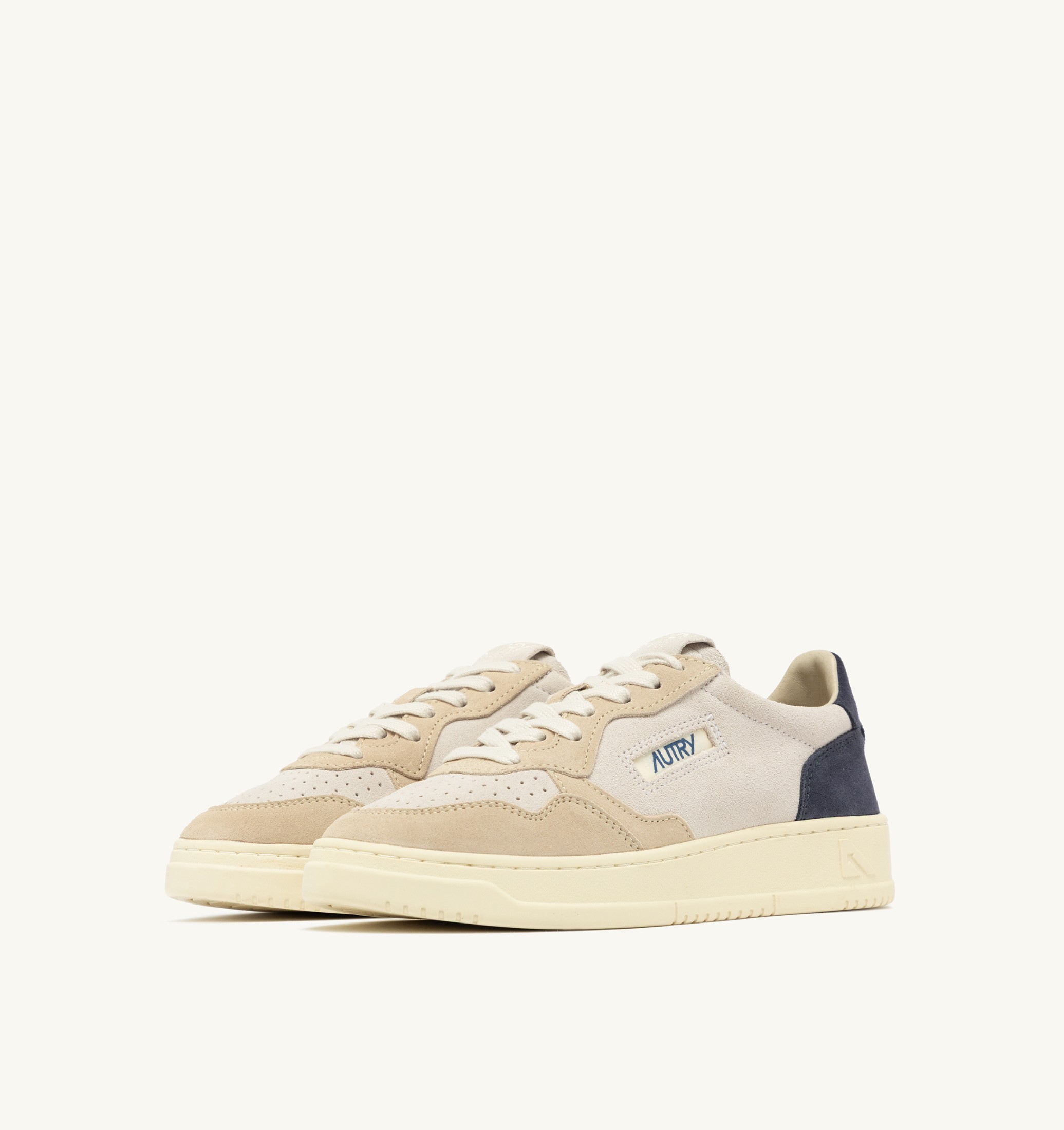 SNEAKERS MEDALIST LOW TRICOLOR IN SUEDE BIANCO SAND E BLUE SPACE