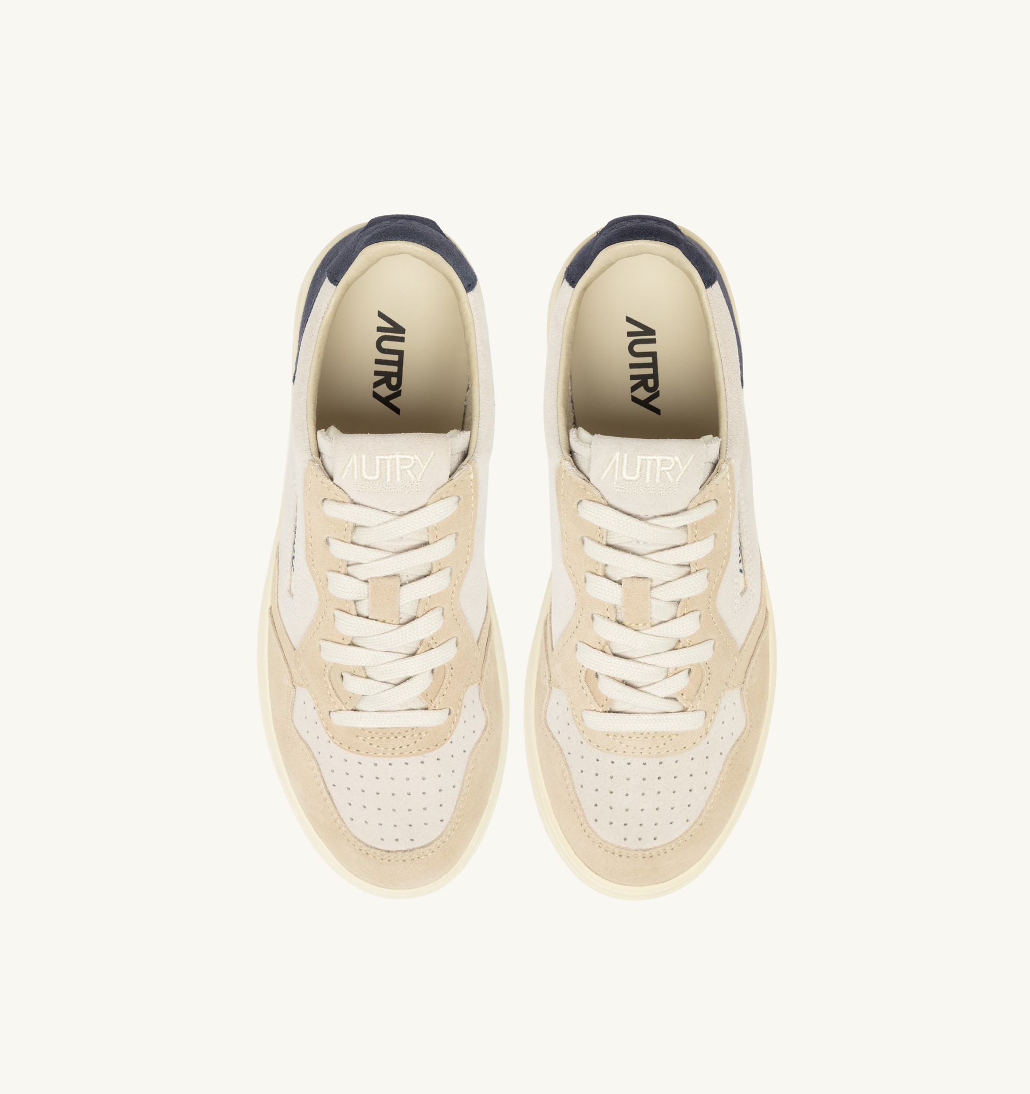 SNEAKERS MEDALIST LOW TRICOLOR IN SUEDE BIANCO SAND E BLUE SPACE