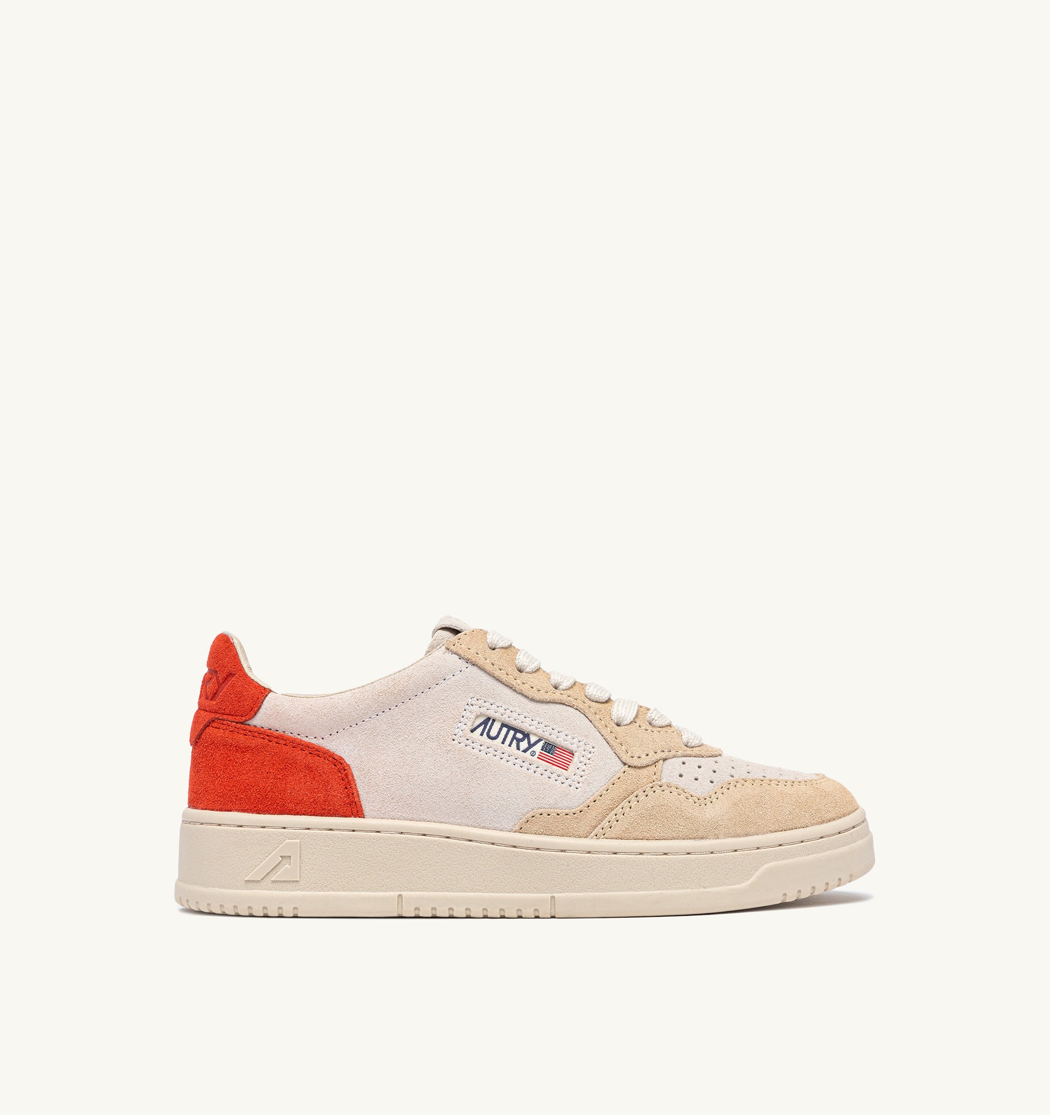 SNEAKERS MEDALIST LOW TRICOLOR IN SUEDE BIANCO SAND E FUOCO