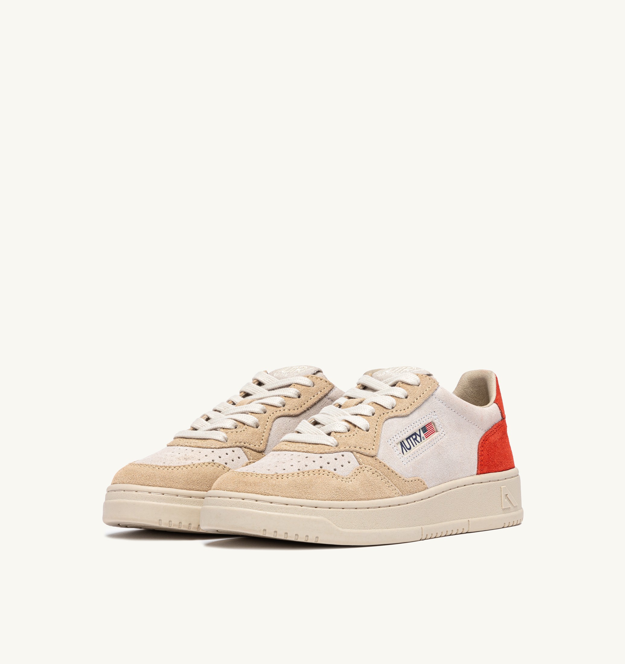 SNEAKERS MEDALIST LOW TRICOLOR IN SUEDE BIANCO SAND E FUOCO