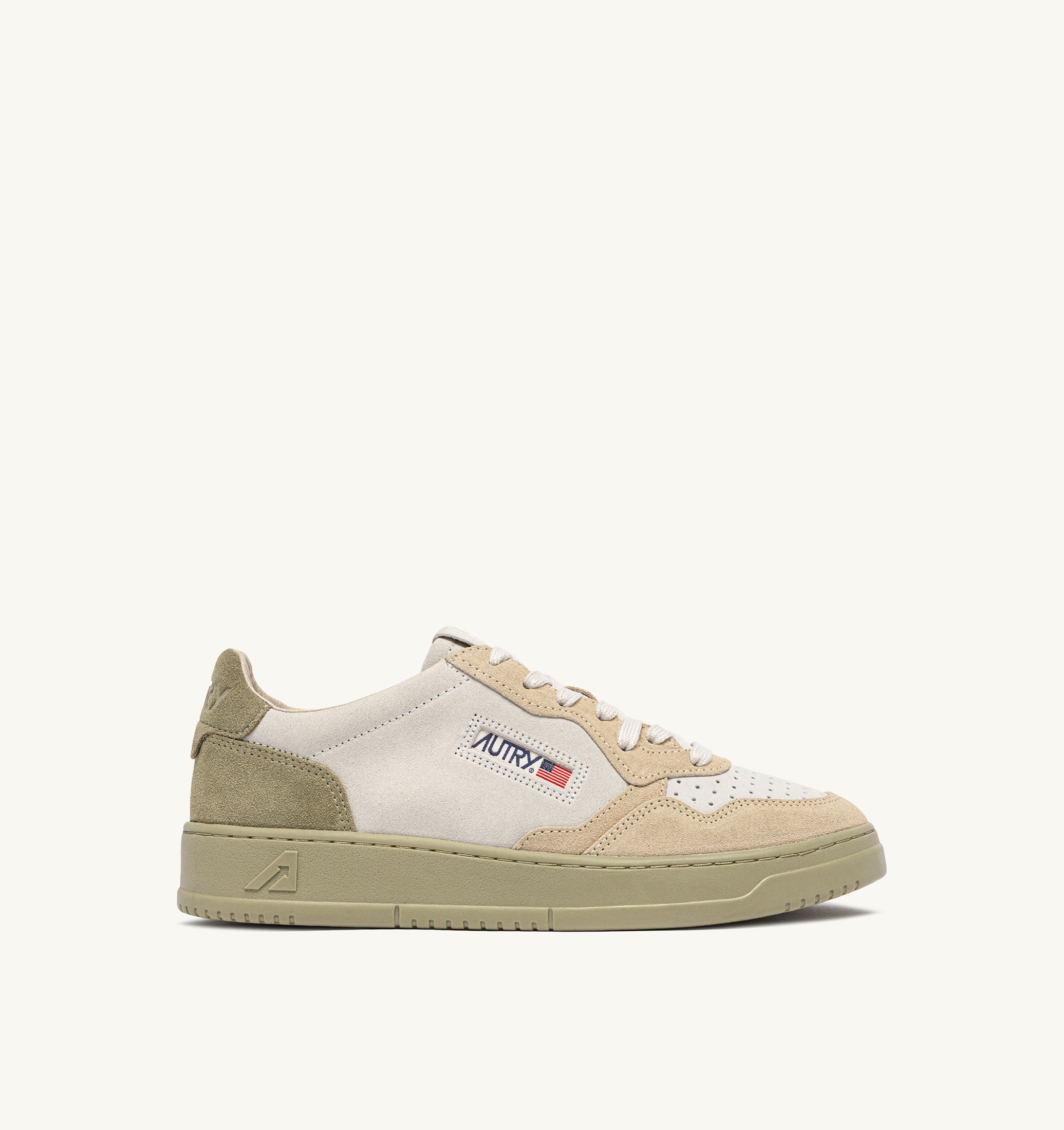 SNEAKERS MEDALIST LOW TRICOLOR IN SUEDE BIANCO SAND E GREY GREEN