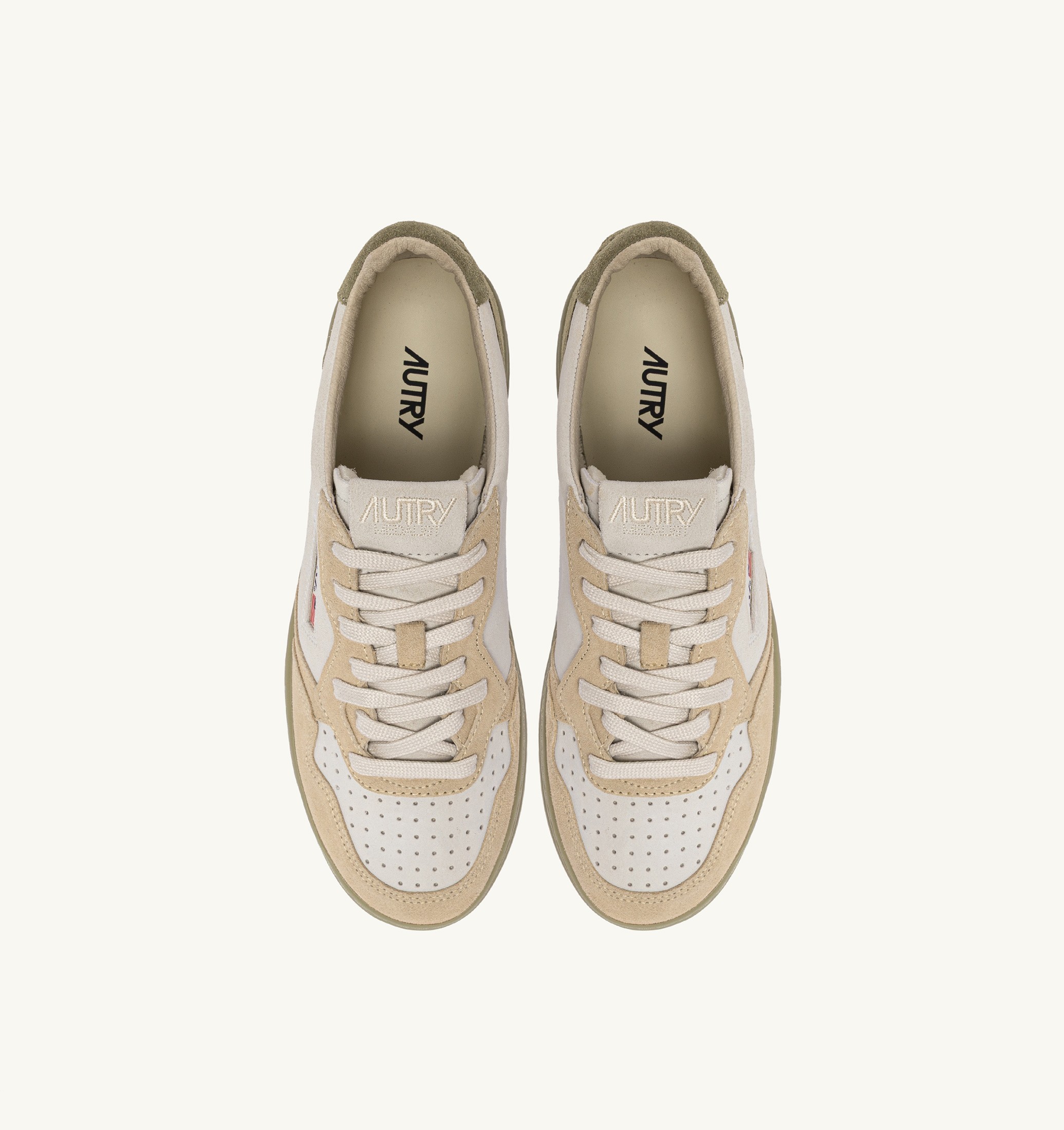 SNEAKERS MEDALIST LOW TRICOLOR IN SUEDE BIANCO SAND E GREY GREEN