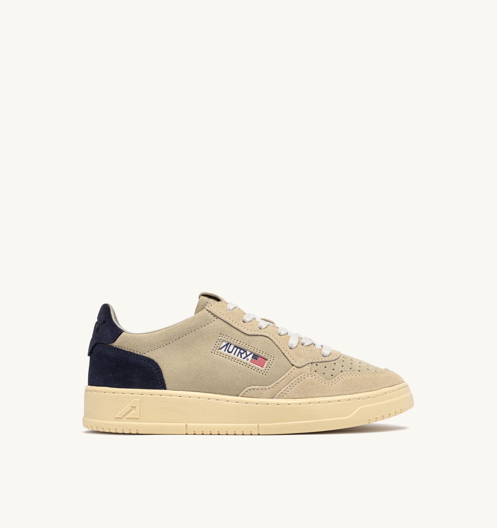 SNEAKERS MEDALIST LOW TRICOLOR IN SUEDE ECRU PAPYRUS E BLUE SPACE