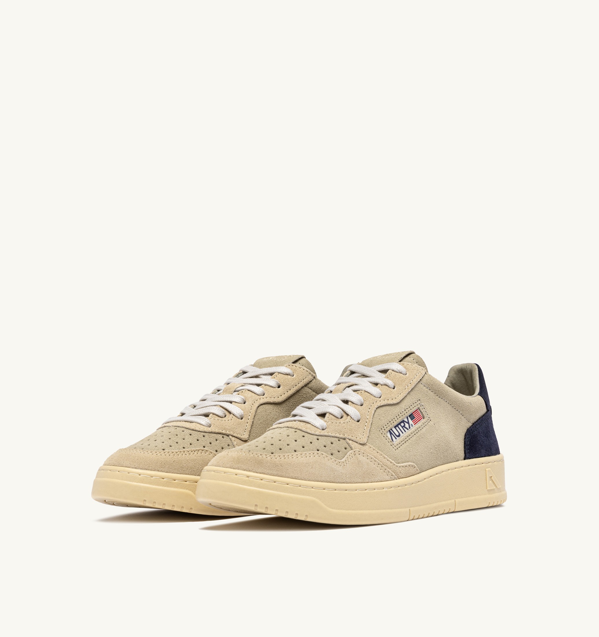 SNEAKERS MEDALIST LOW TRICOLOR IN SUEDE ECRU PAPYRUS E BLUE SPACE