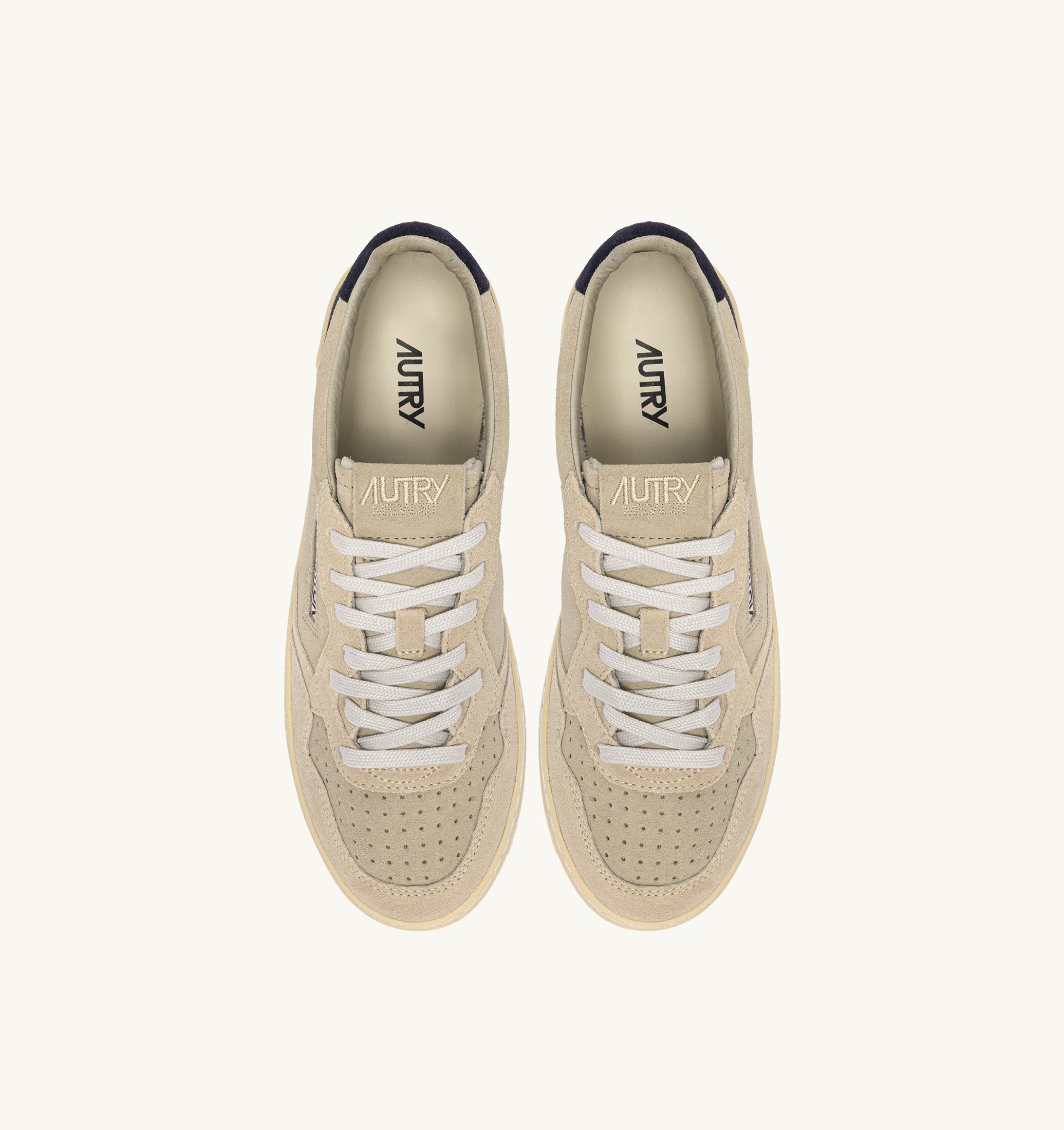 SNEAKERS MEDALIST LOW TRICOLOR IN SUEDE ECRU PAPYRUS E BLUE SPACE