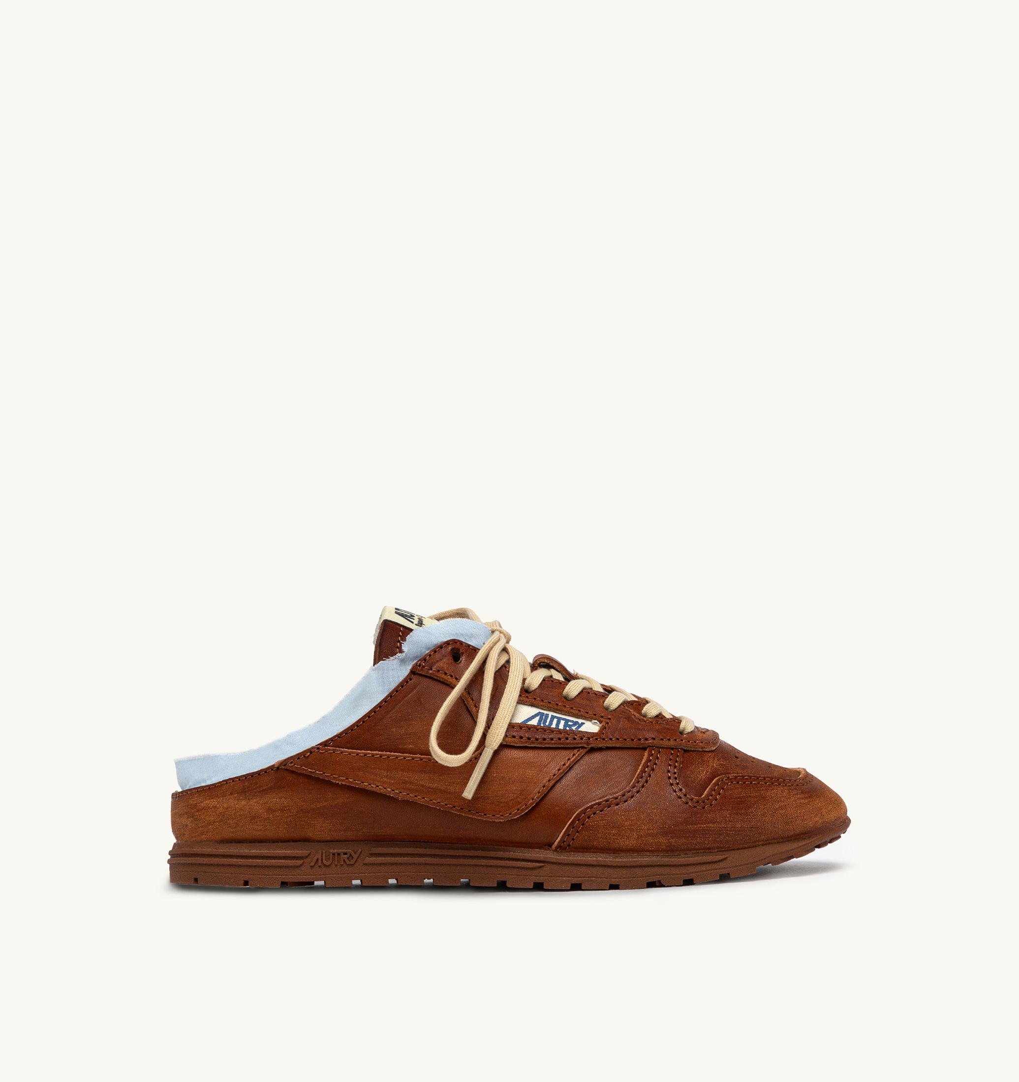 SNEAKERS WINDSPIN MULE IN PELLE E SHIRT BUFF E AZURE
