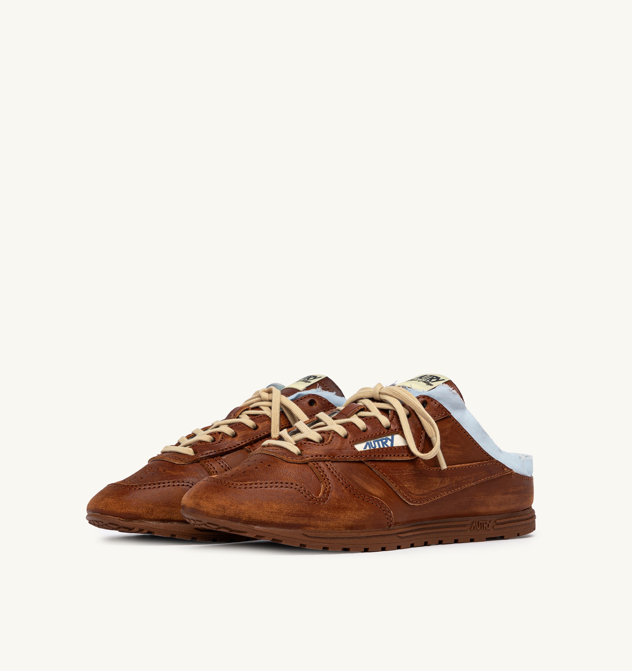 SNEAKERS WINDSPIN MULE IN PELLE E SHIRT BUFF E AZURE