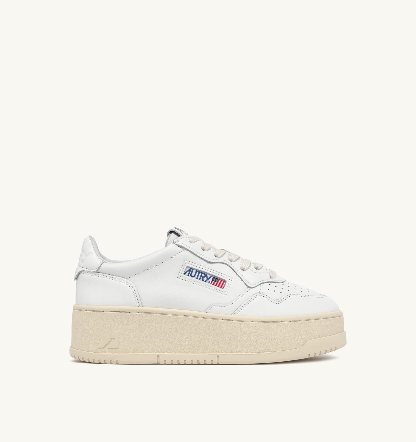 SNEAKERS MEDALIST PLATFORM IN PELLE BIANCA