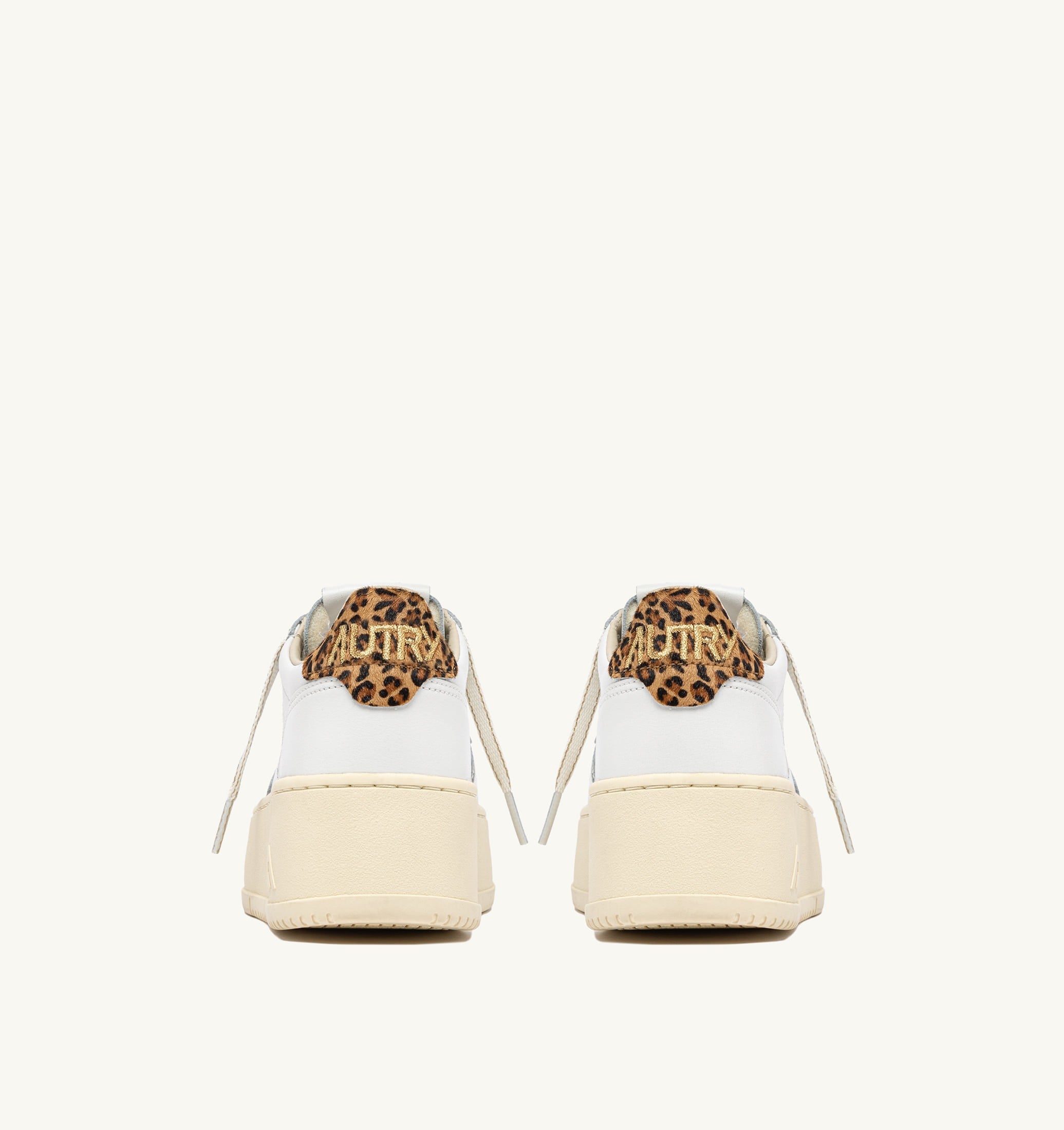 SNEAKERS MEDALIST PLATFORM IN PELLE BIANCO E LEOPARD