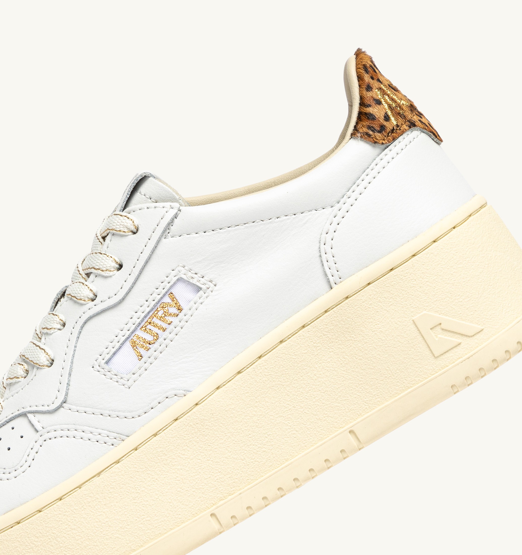 SNEAKERS MEDALIST PLATFORM IN PELLE BIANCO E LEOPARD