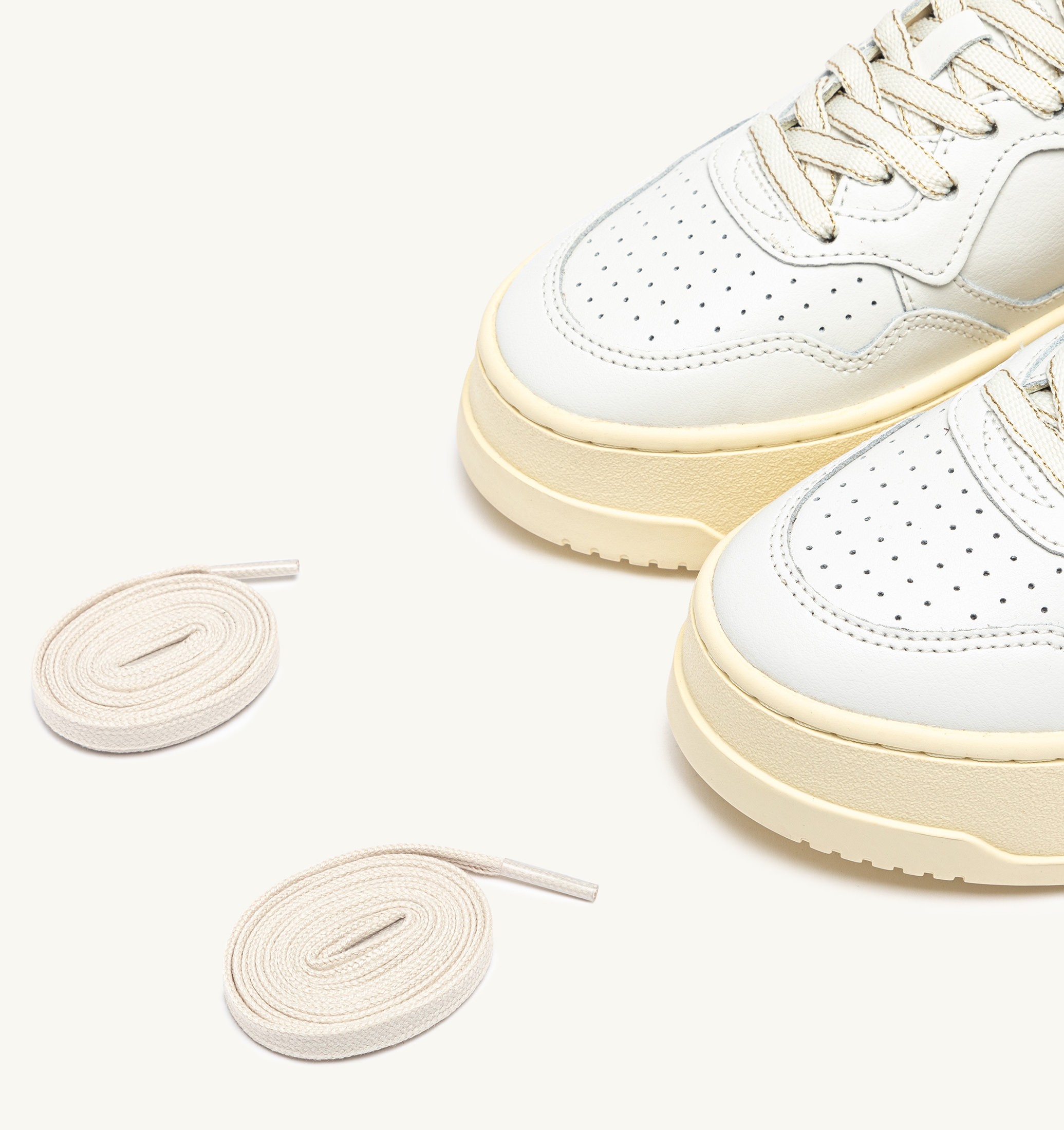 SNEAKERS MEDALIST PLATFORM IN PELLE BIANCO E LEOPARD