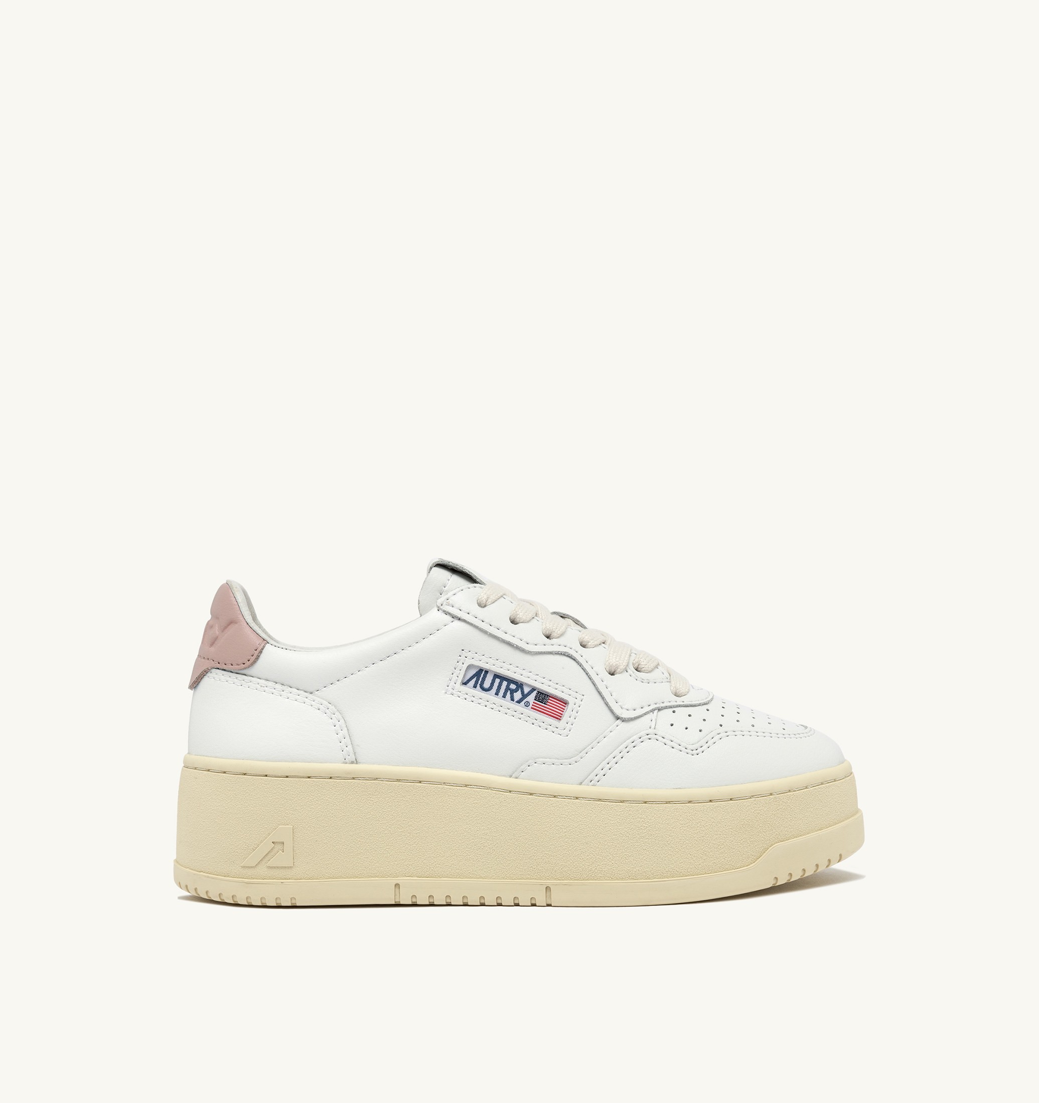 SNEAKERS MEDALIST PLATFORM IN PELLE COLORE BIANCO E POWDER PINK
