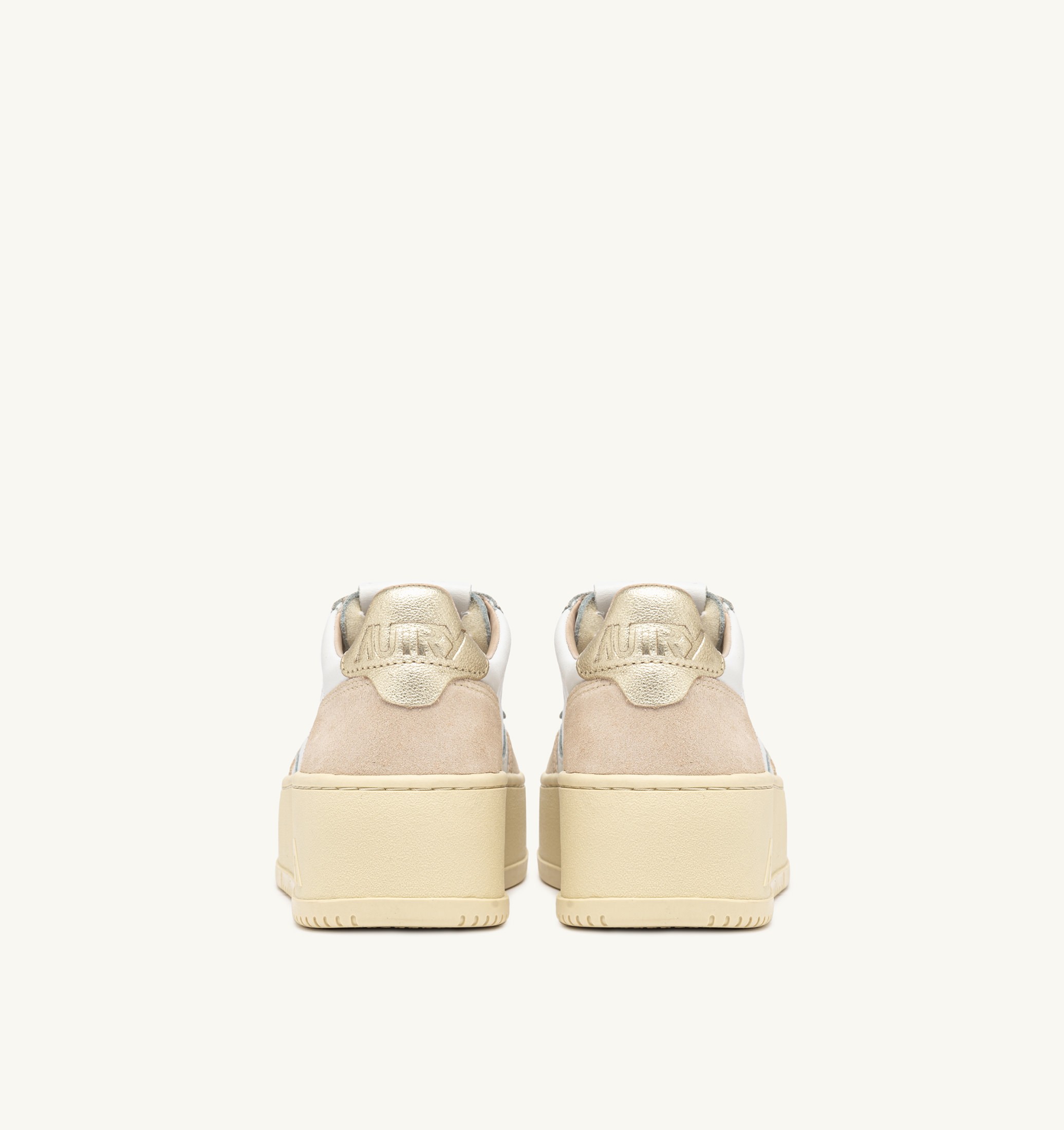 SNEAKERS MEDALIST PLATFORM IN SUEDE E PELLE BIANCA E PLATINO
