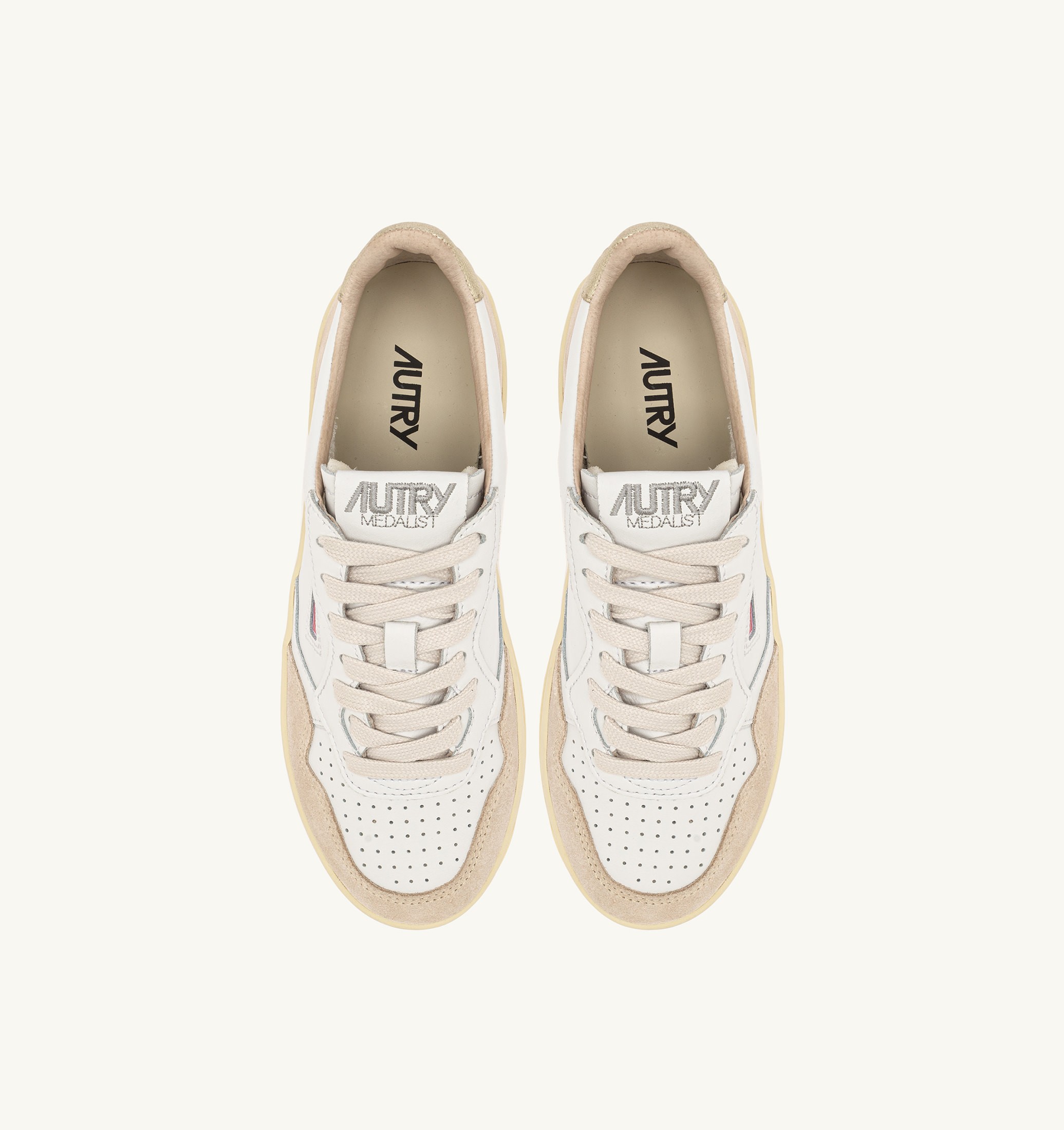 SNEAKERS MEDALIST PLATFORM IN SUEDE E PELLE BIANCA E PLATINO