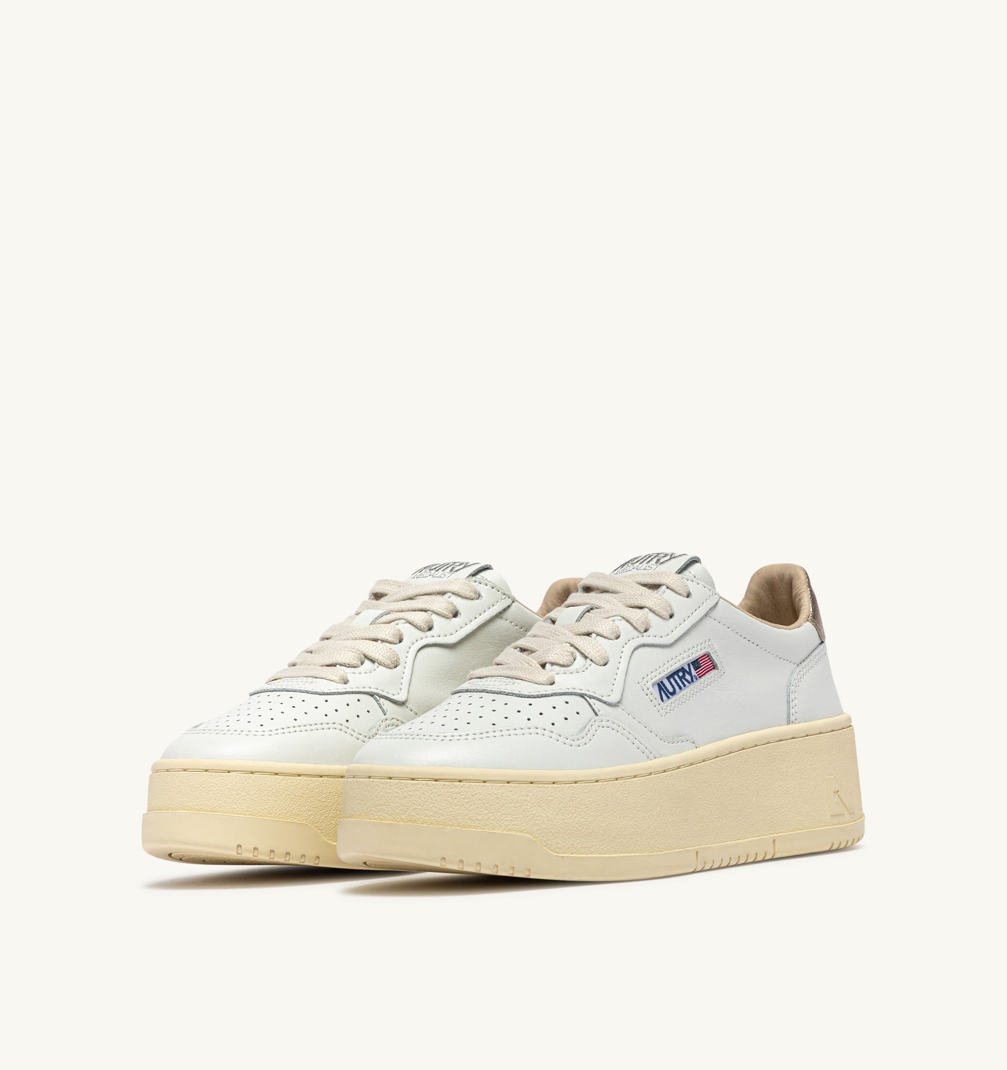 SNEAKERS MEDALIST PLATFORM IN SUEDE E PELLE FEATHER GRAY E BIANCO