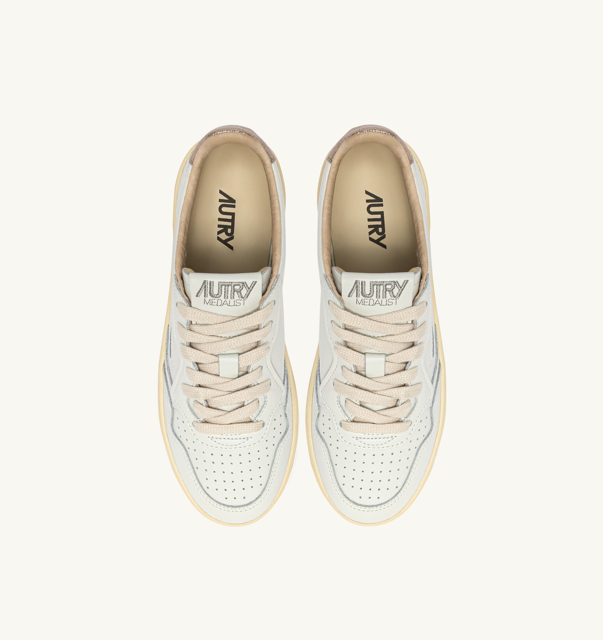 SNEAKERS MEDALIST PLATFORM IN SUEDE E PELLE FEATHER GRAY E BIANCO