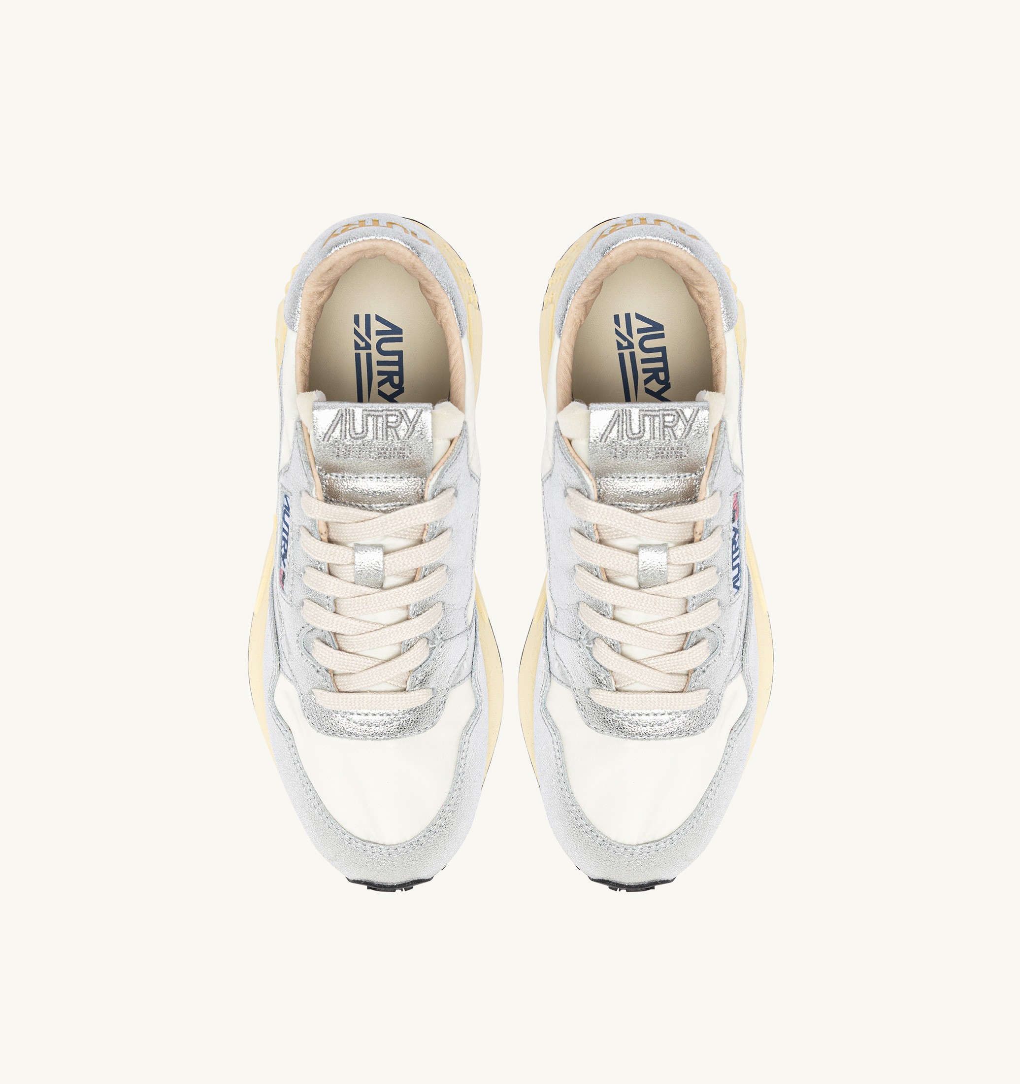 SNEAKERS REELWIND IN NYLON E PELLE METALLIZZATA ARGENTO