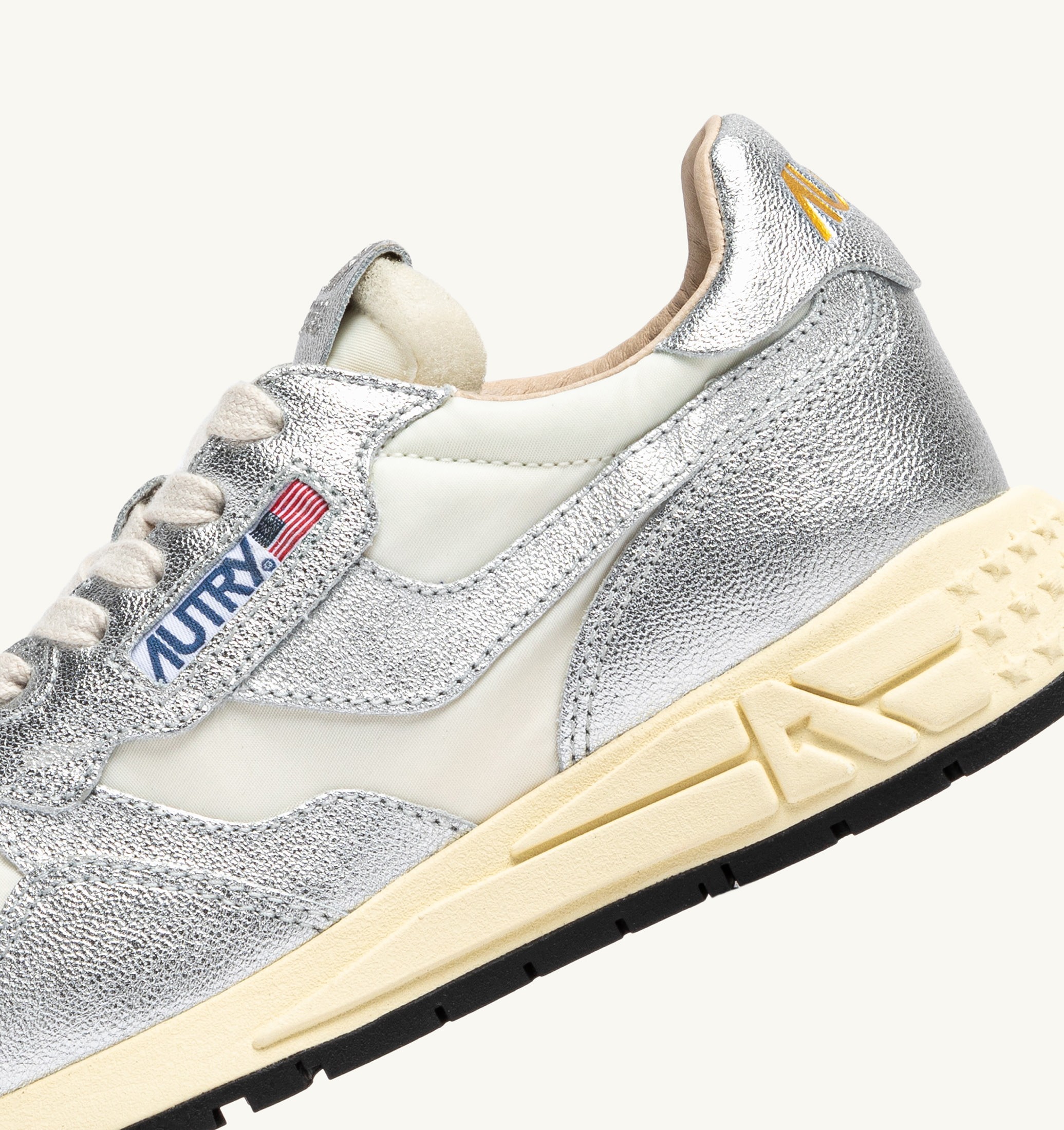 SNEAKERS REELWIND IN NYLON E PELLE METALLIZZATA ARGENTO