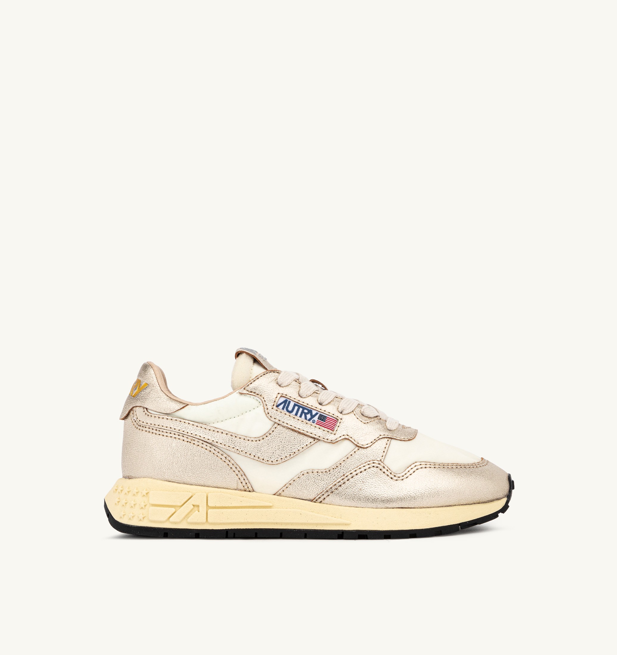SNEAKERS REELWIND IN NYLON E PELLE METALLIZZATA GOLD
