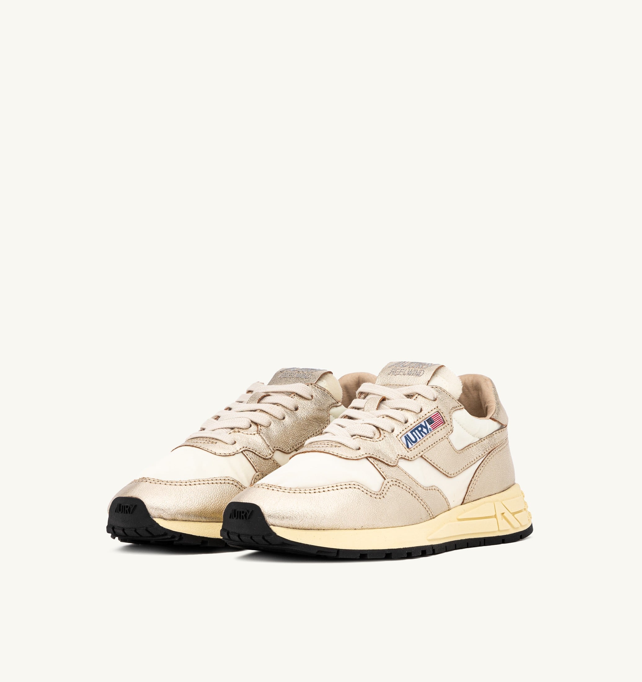 SNEAKERS REELWIND IN NYLON E PELLE METALLIZZATA GOLD